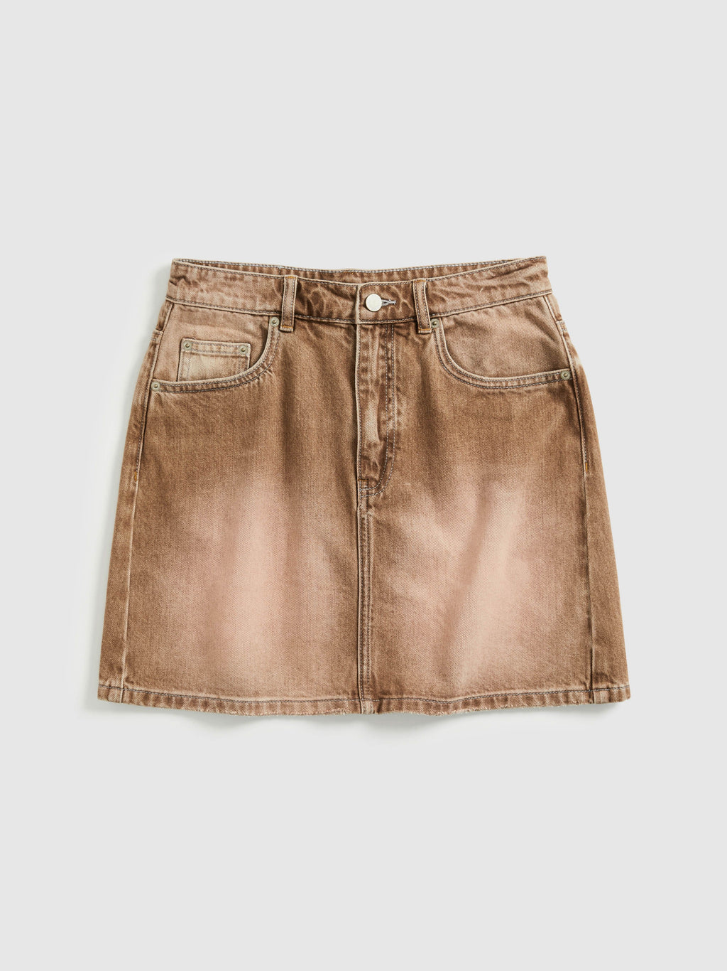 Distressed Washed Denim Miniskirt - 7