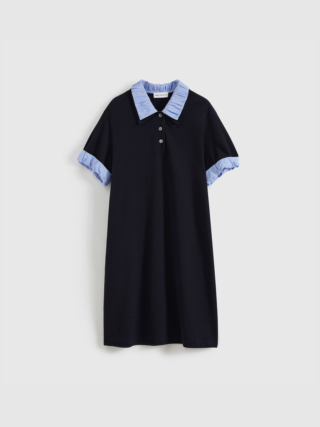 Patchwork Pleated Polo Minidress - 7