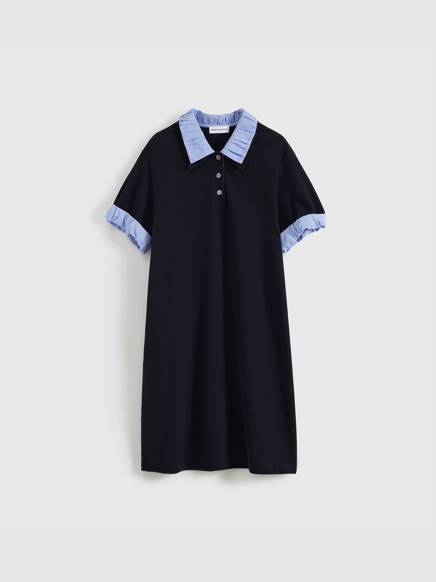 Patchwork Pleated Polo Minidress - 7