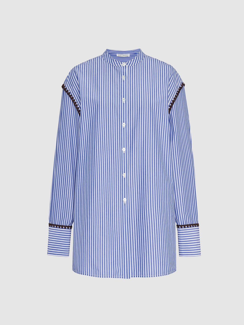 Collarless Shell Embroidered Shirt - 7