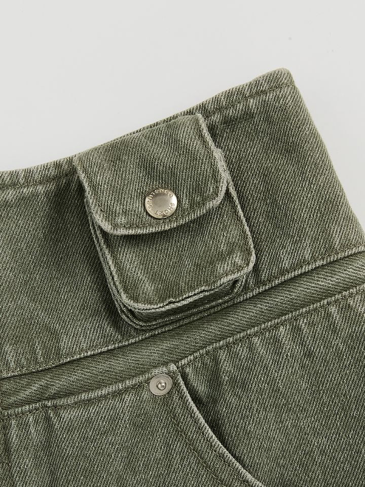 High-Rise A-Line Denim Shorts - 4