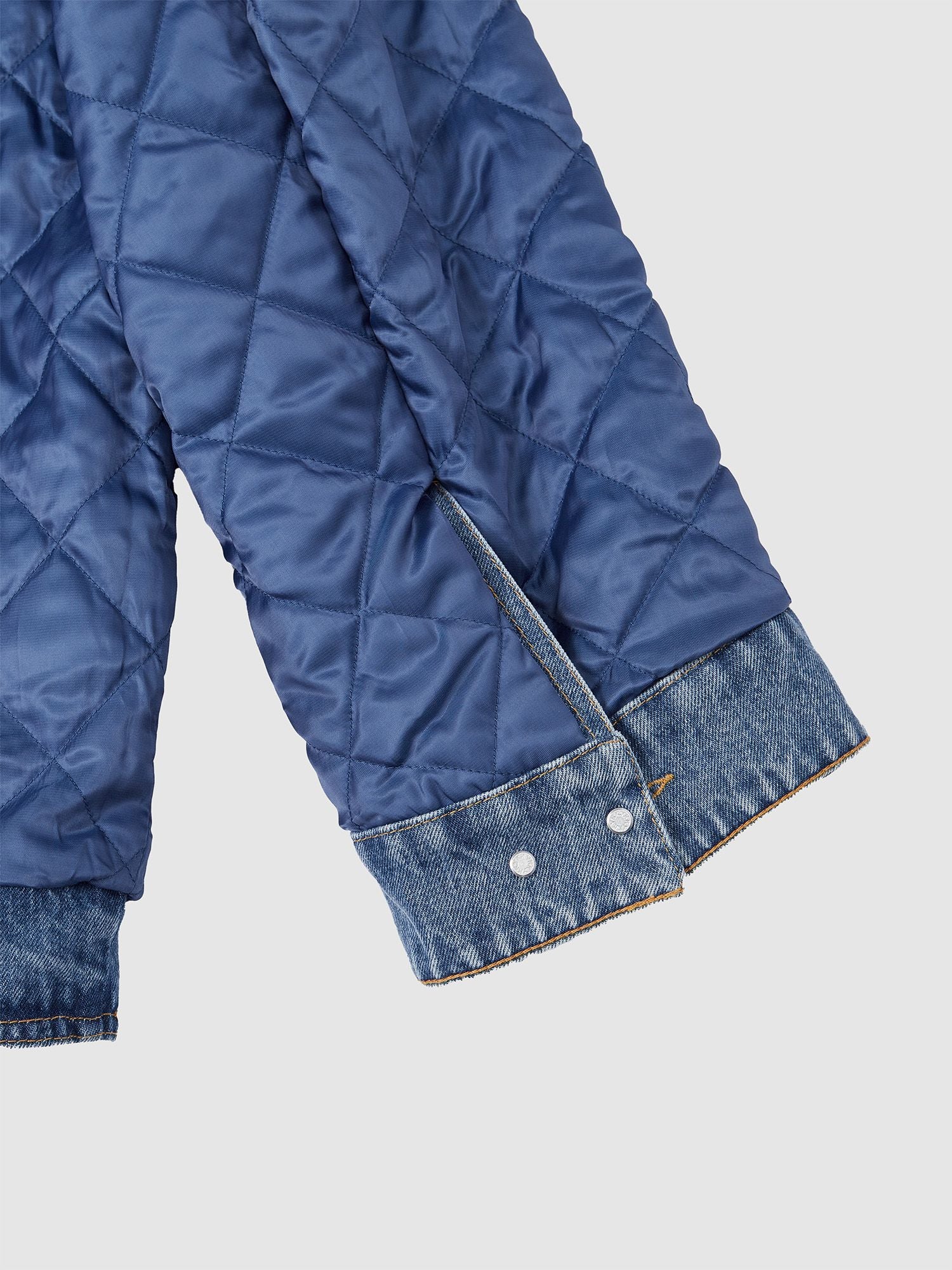 Oversized denim quilted cotton jacket - 9