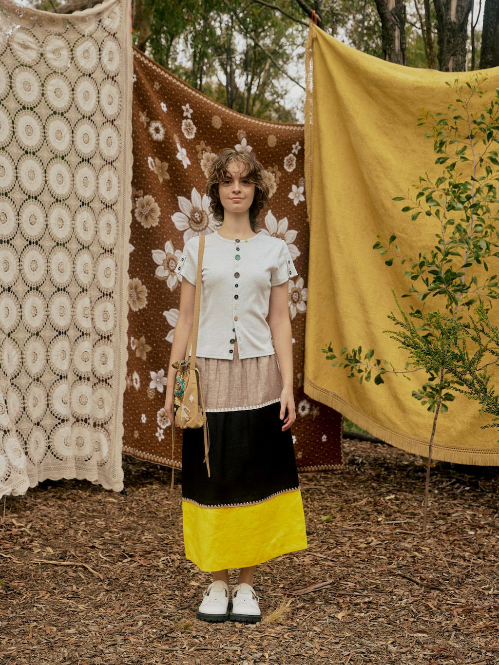 Colorblock A-line Midi Skirt - 1