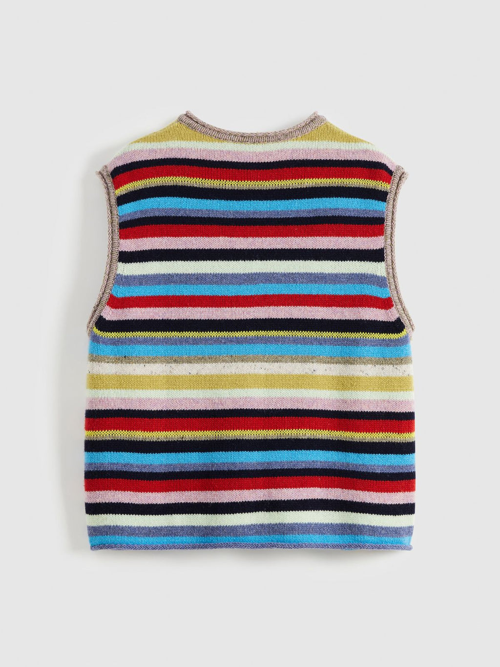Striped Multi-Button Knit Vest - 8