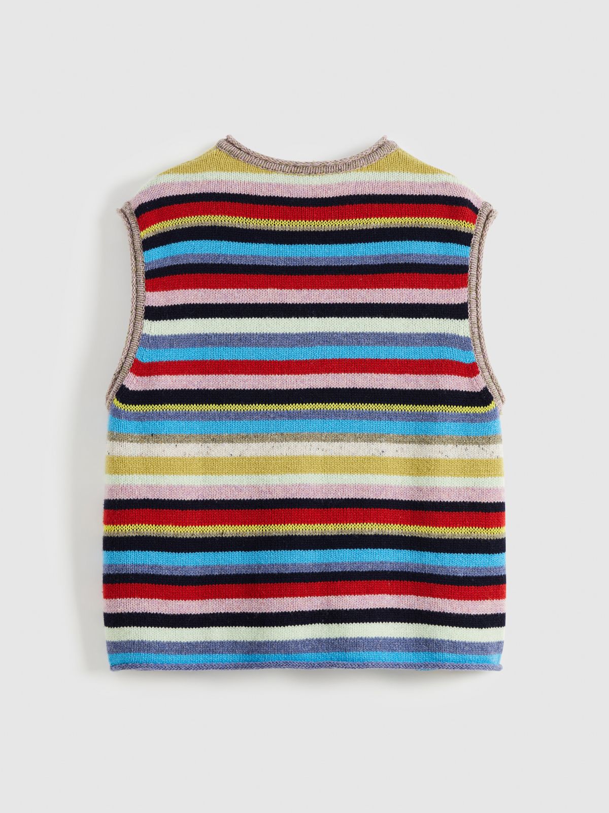 Striped Multi-Button Knit Vest - 8