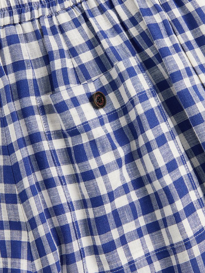 Blue & White Checkered Lounge Trousers - 6
