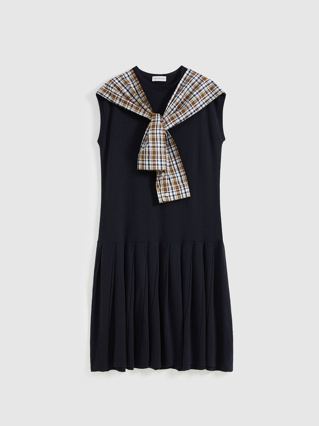 Shawl Collar Sleeveless Knit Dress - 8