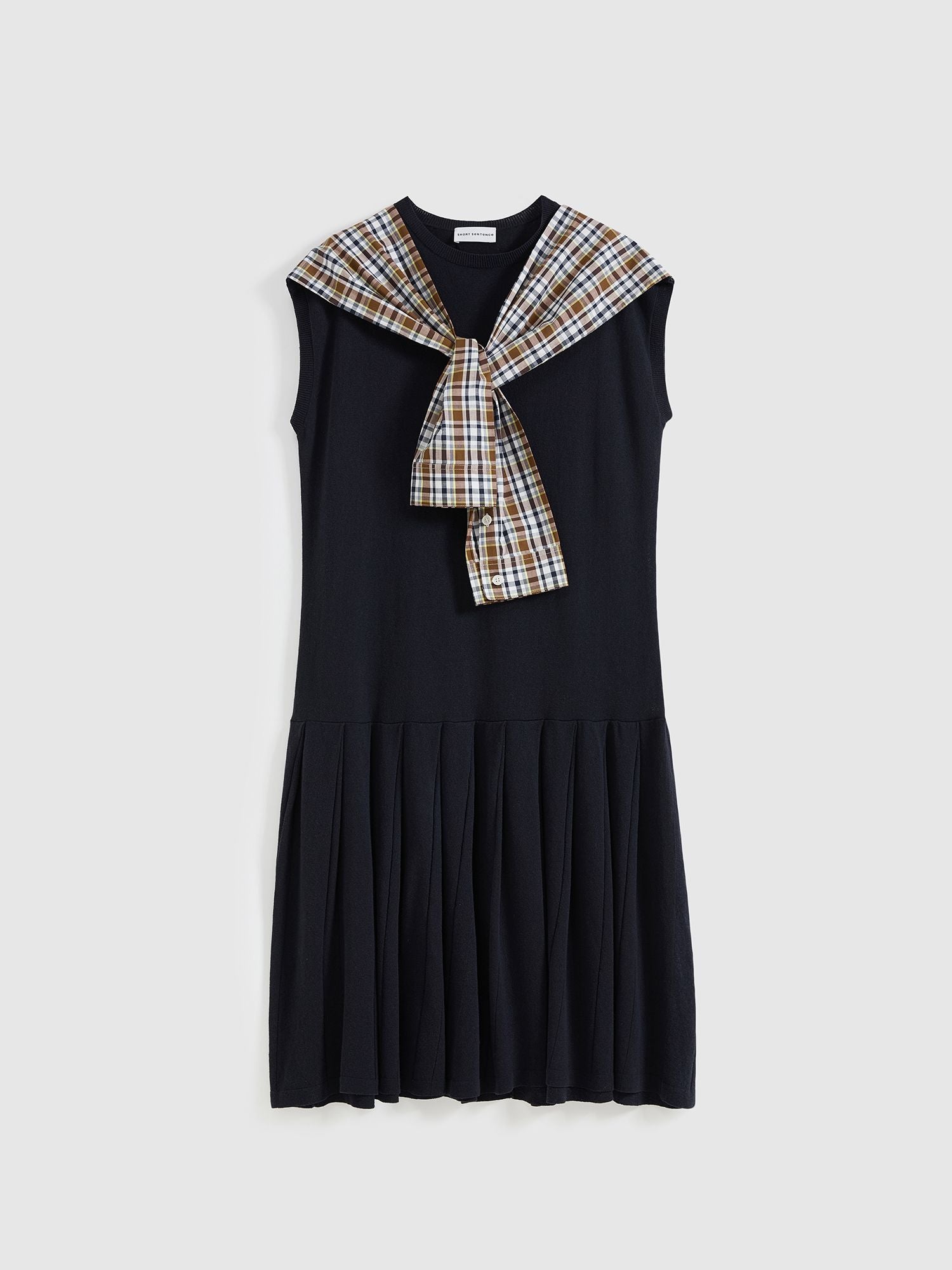 Shawl Collar Sleeveless Knit Dress - 8