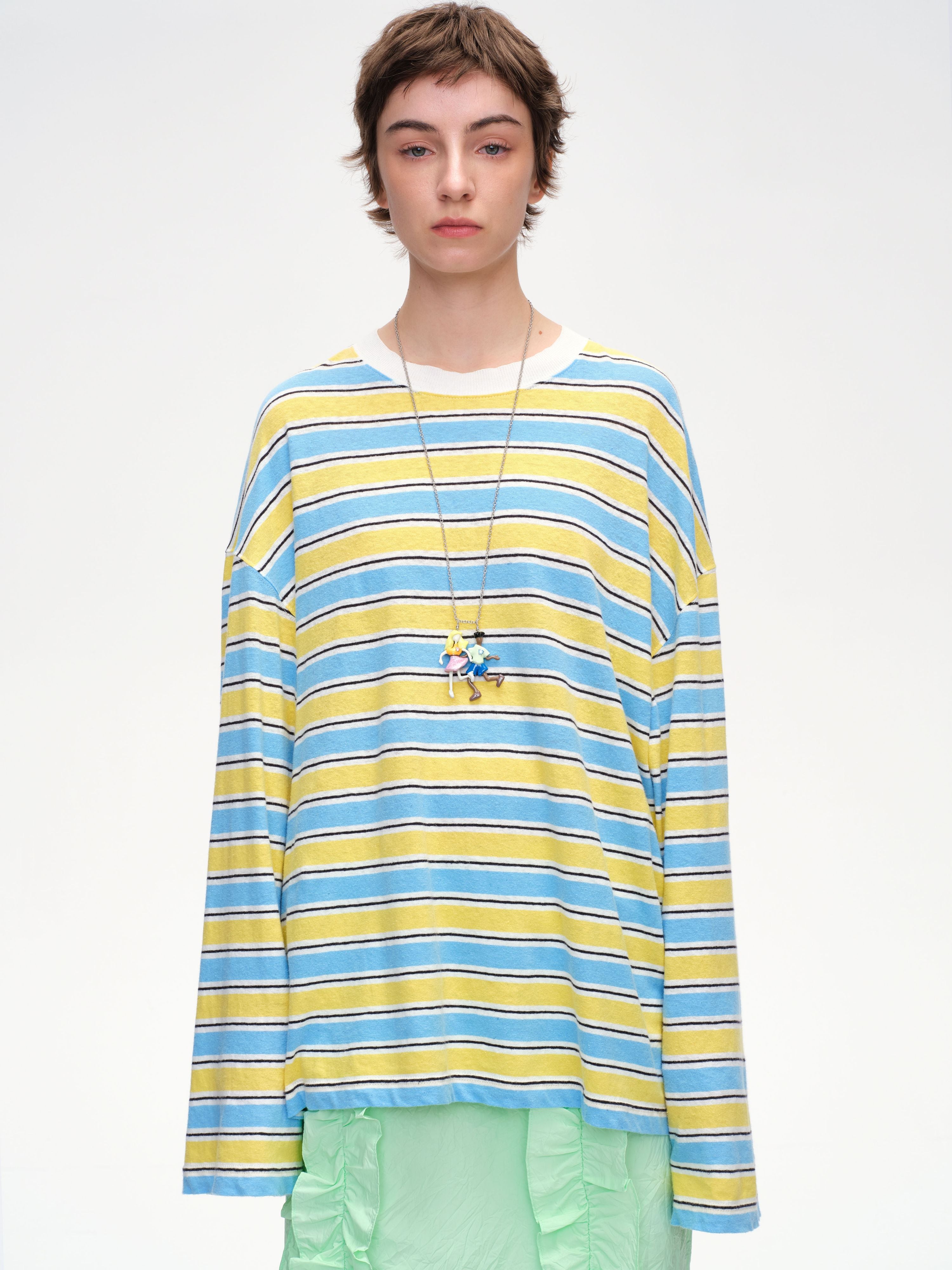 Cotton Linen Stripe Tee - 1