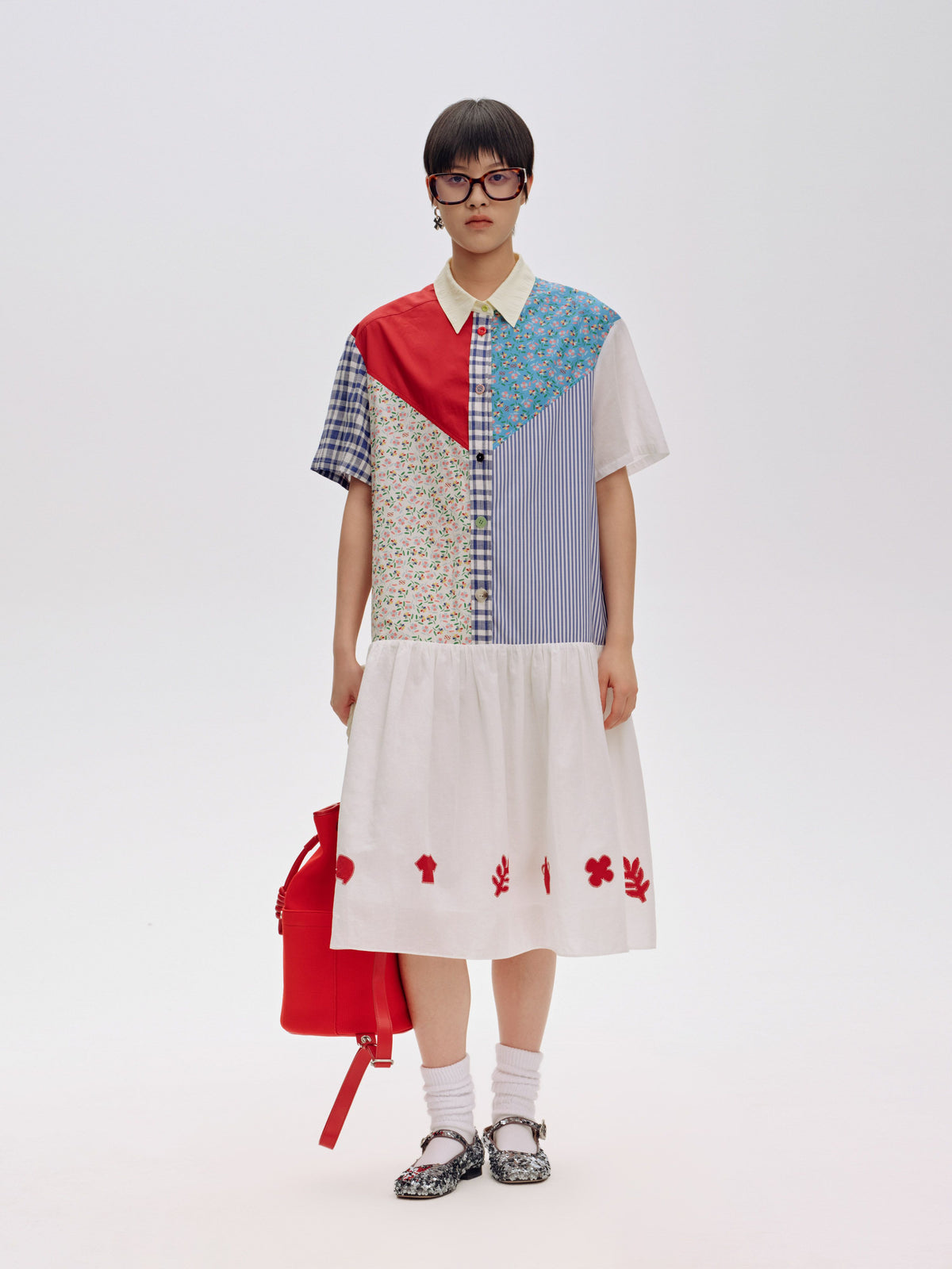 Multicolor Patchwork Shirt Dress - 2