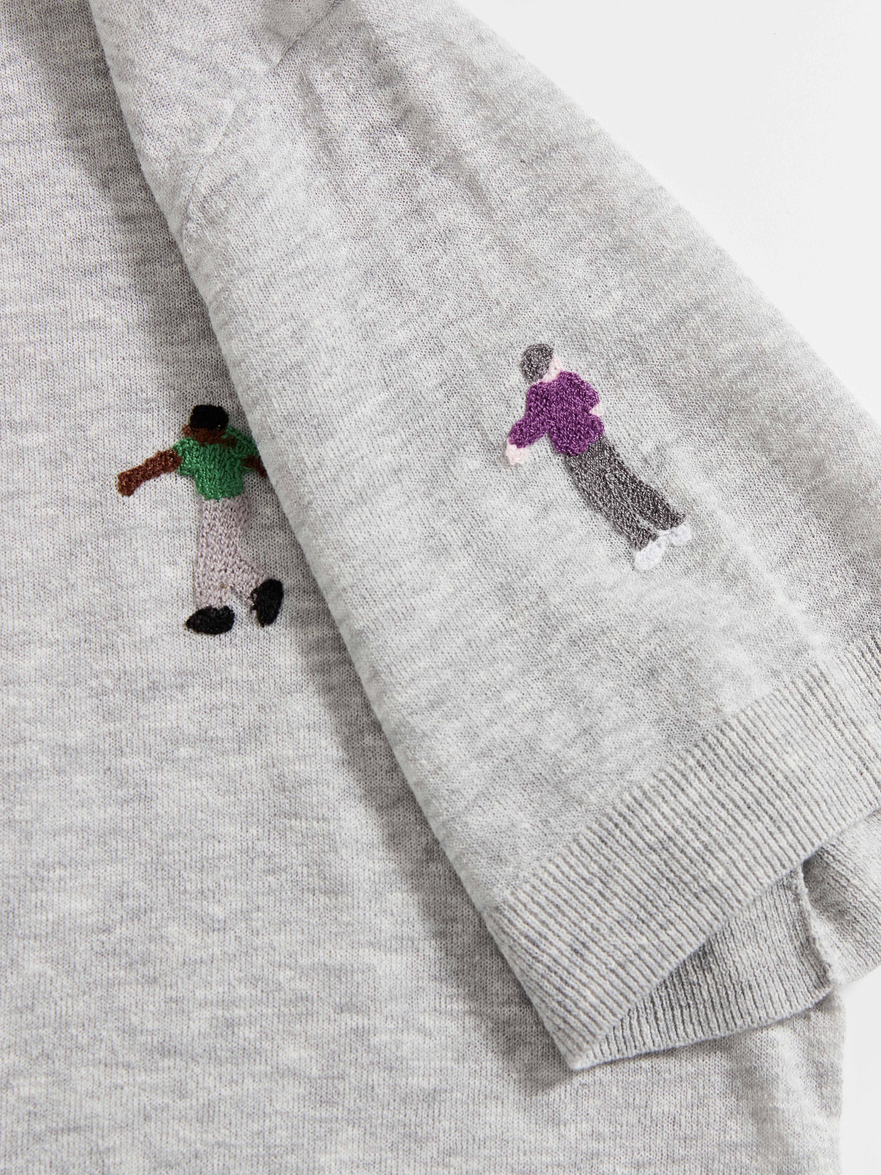 Figure Motif Embroidered Cardigan - 7