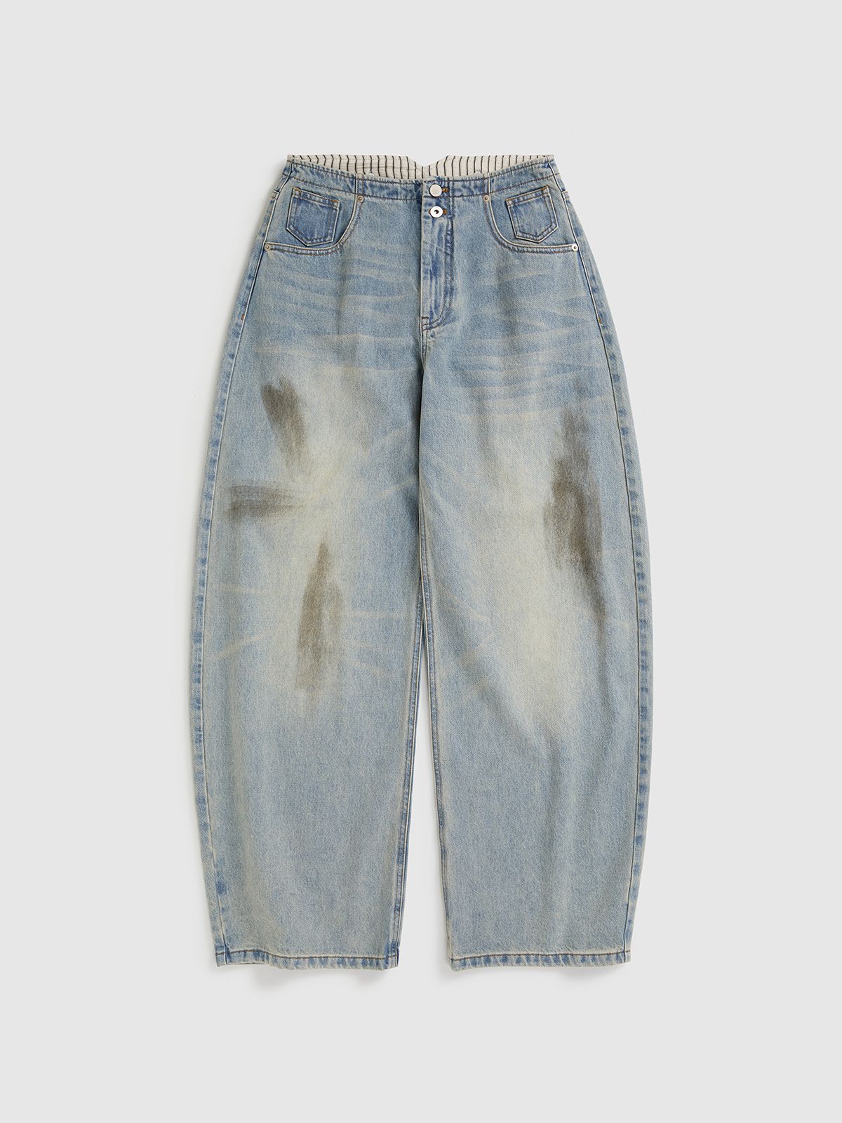 Curved Hem Denim Trousers - 9