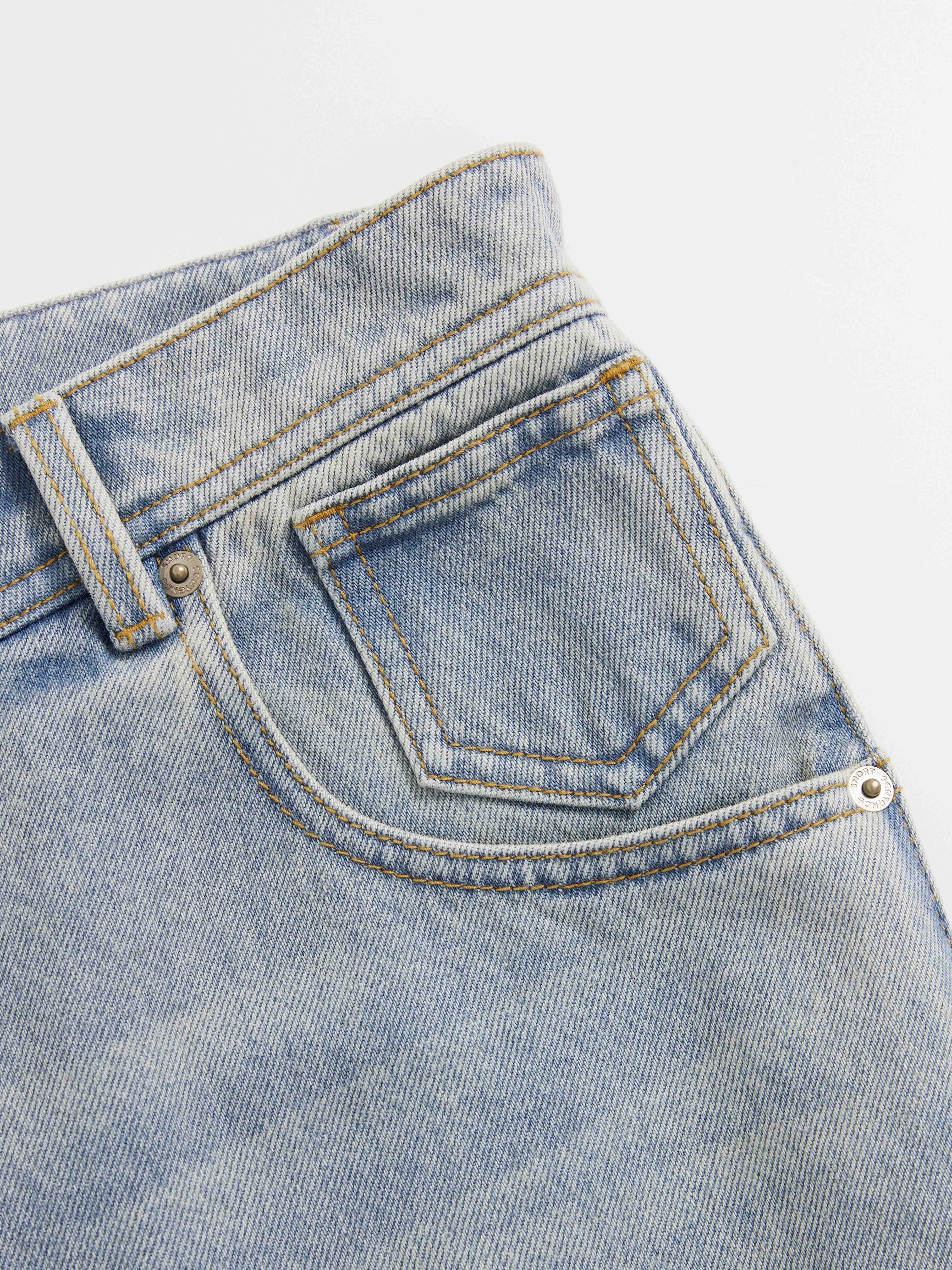 Side Panel Denim Shorts - 5