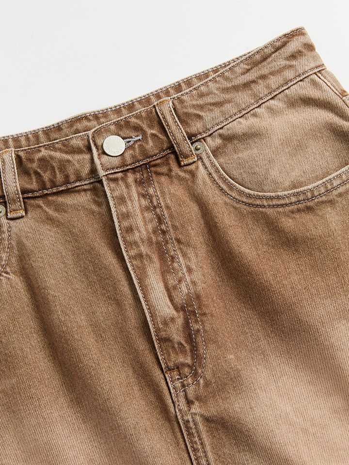 Distressed Washed Denim Miniskirt - 4