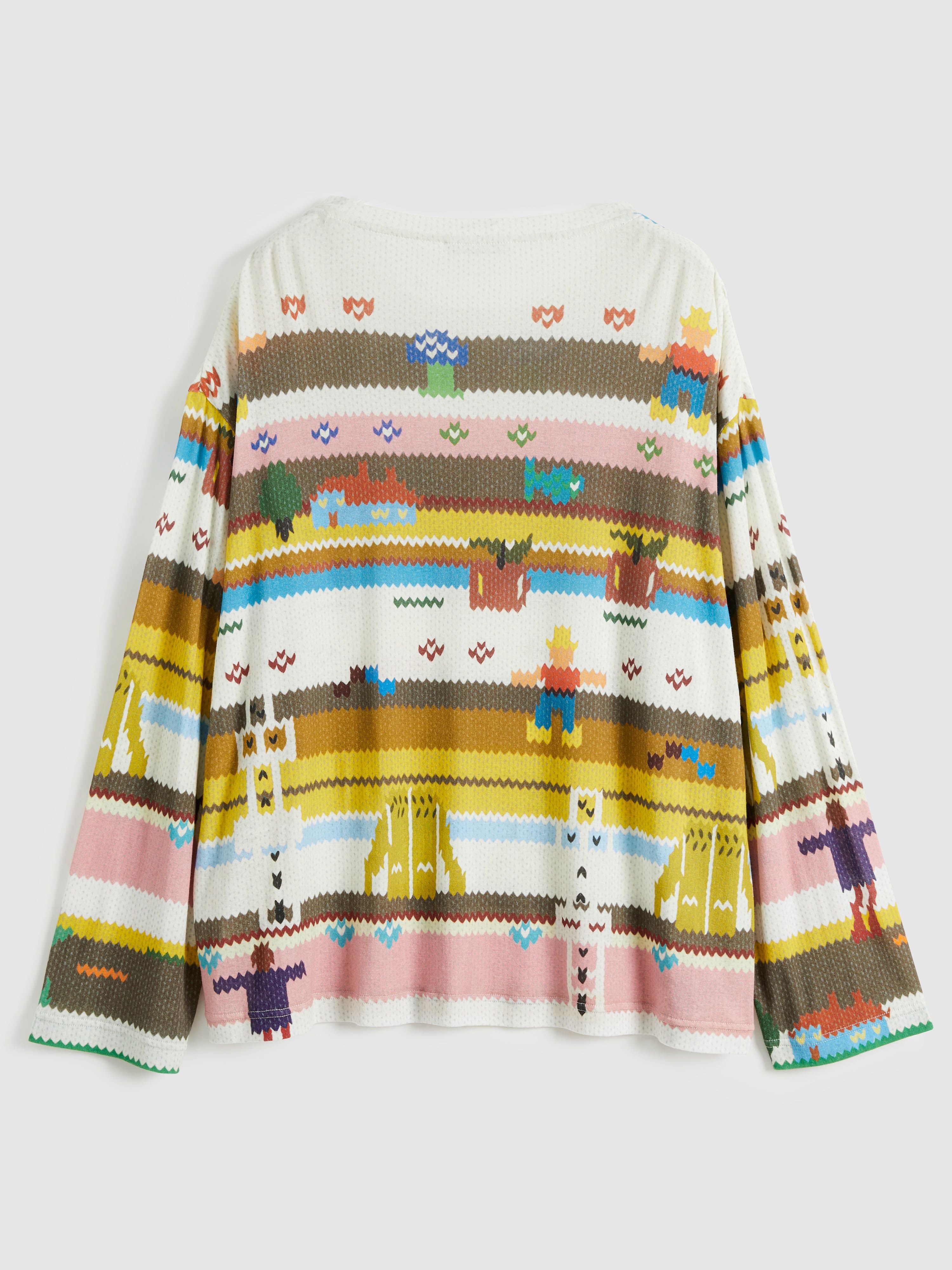 Faux Sweater Print Long Sleeve T-Shirt - 4