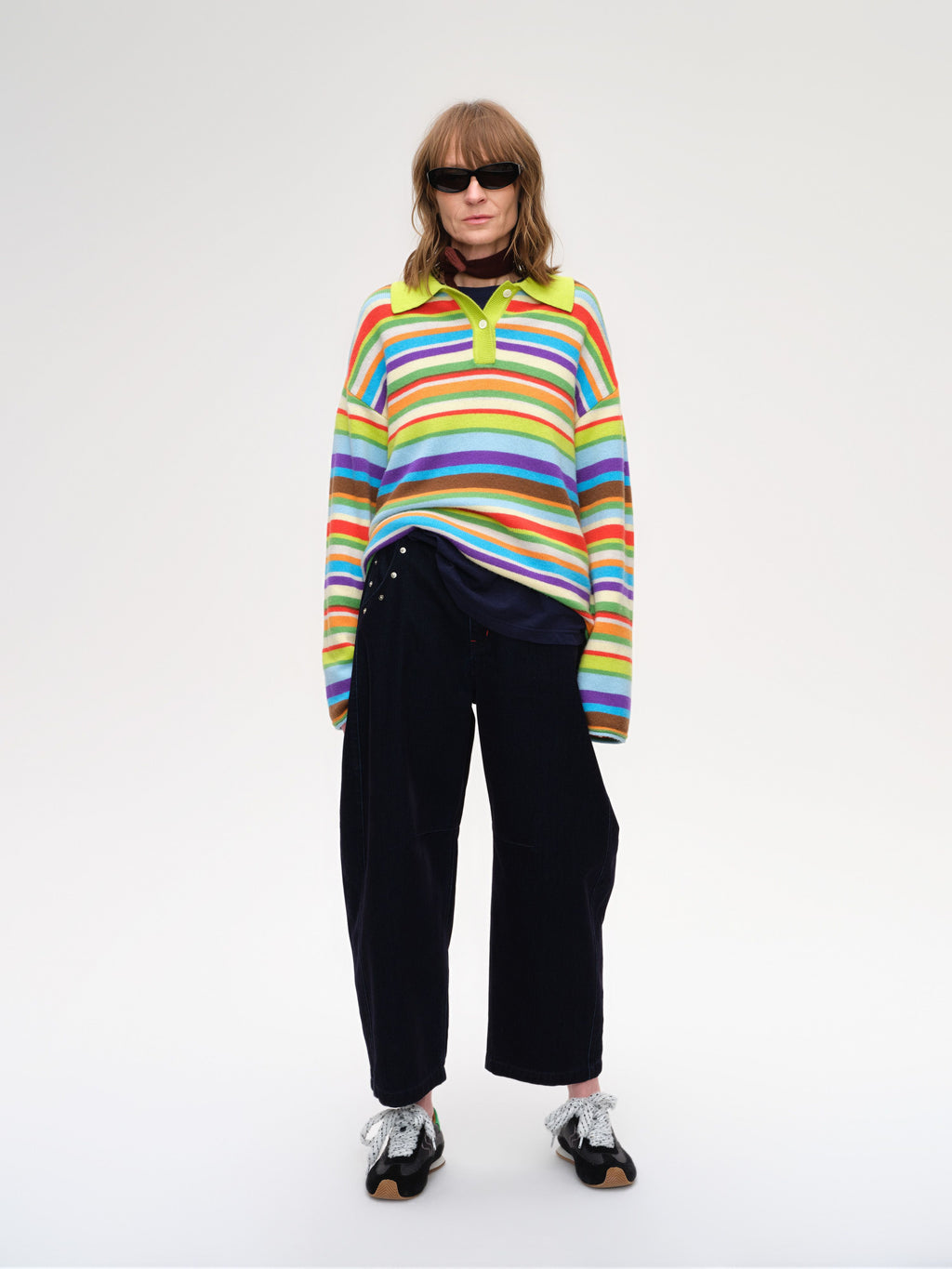 Rainbow Stripe Polo Sweater - 1