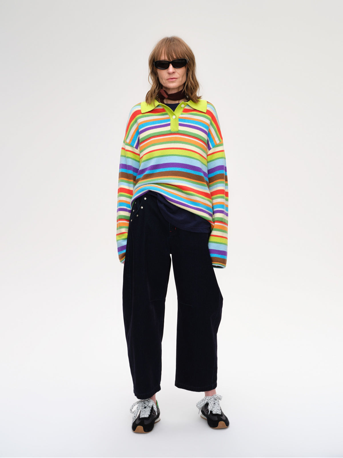 Rainbow Stripe Polo Sweater - 1