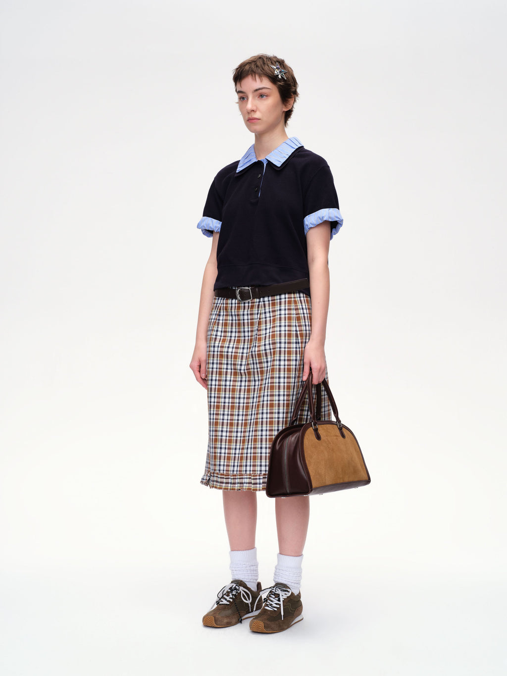 Ruffled Hem Plaid Skirt - 3