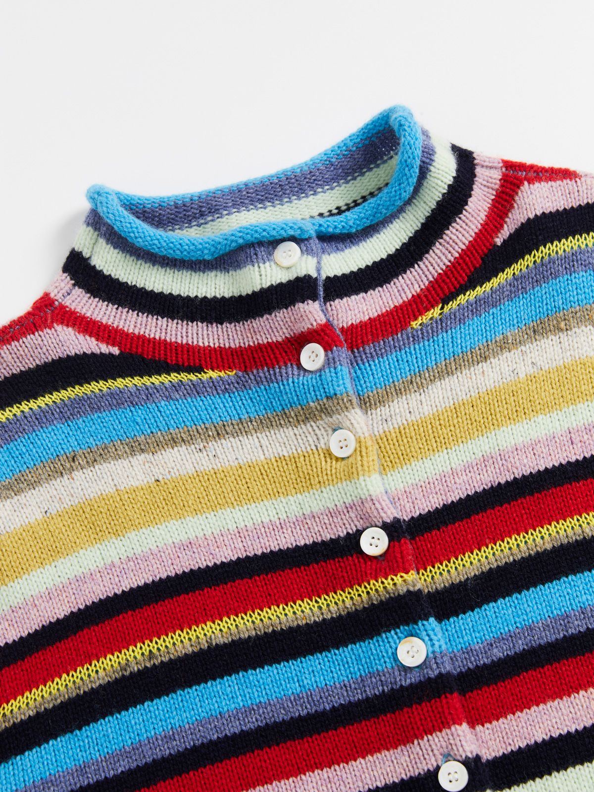 Colorful Striped Multi-Button Cardigan - 3