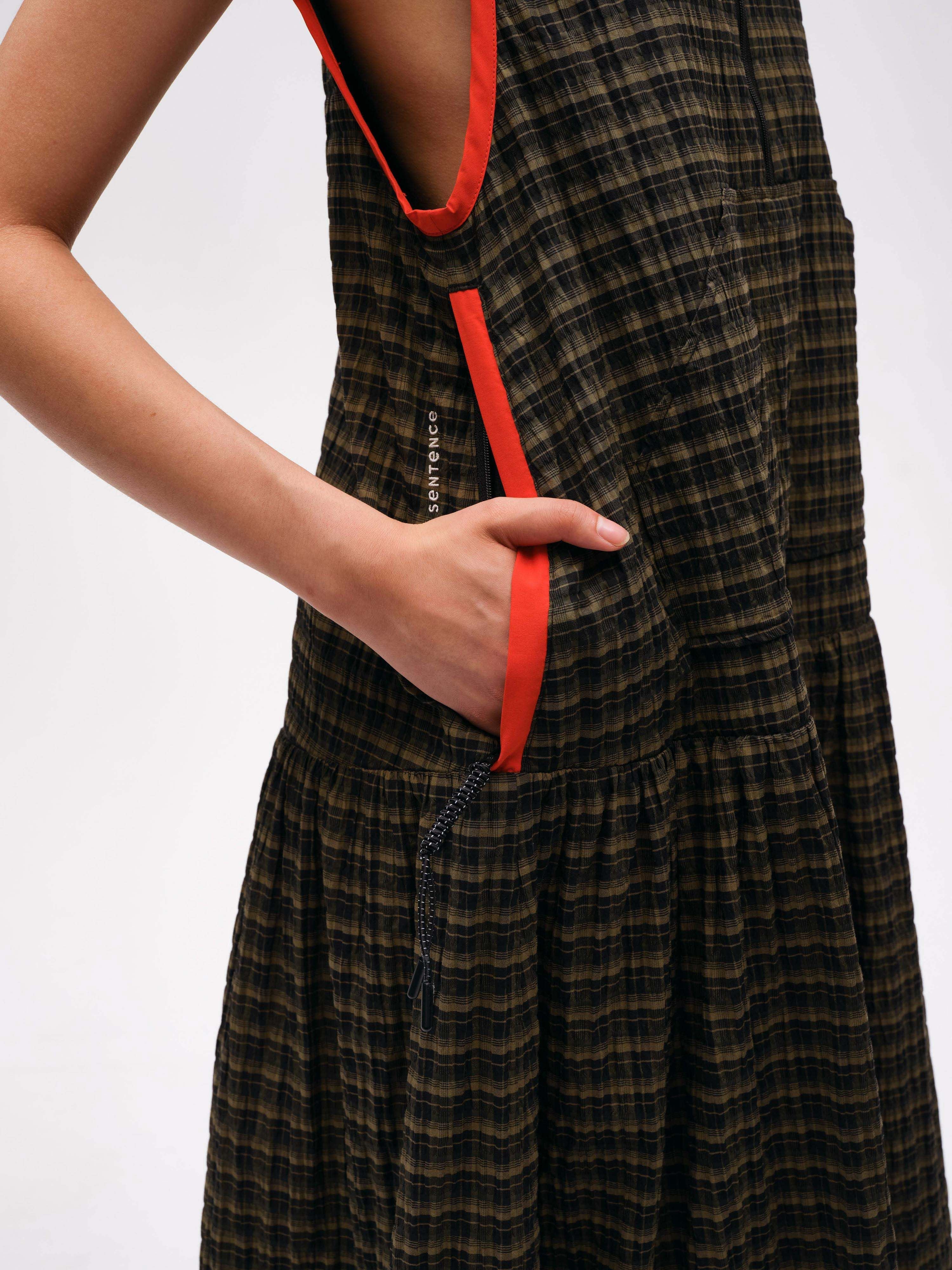 Sleeveless Plaid Dress - 5