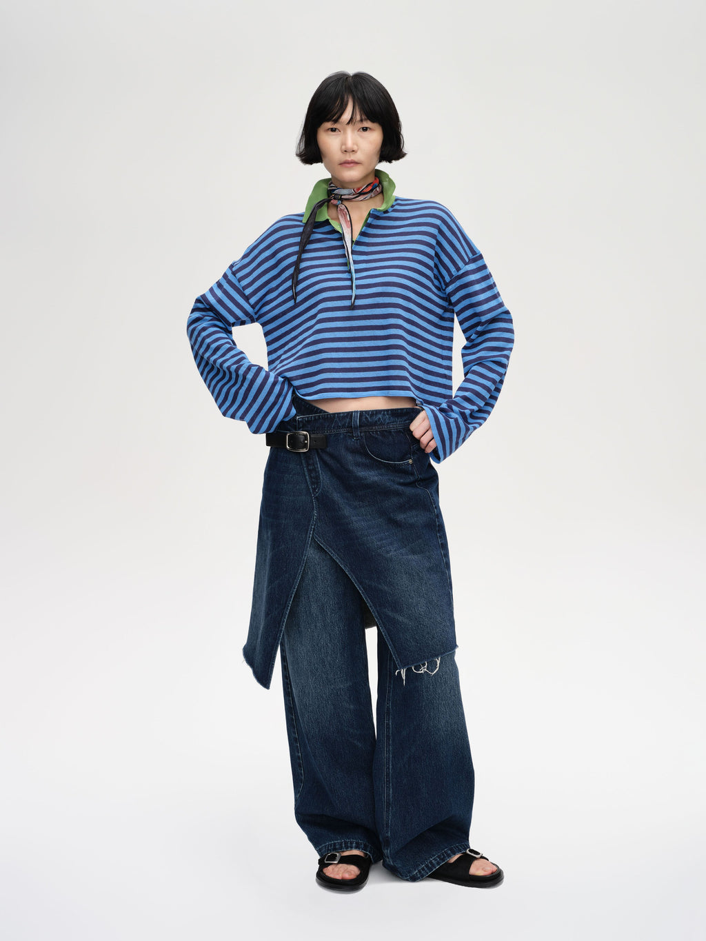 Buckled Denim Culottes - 2