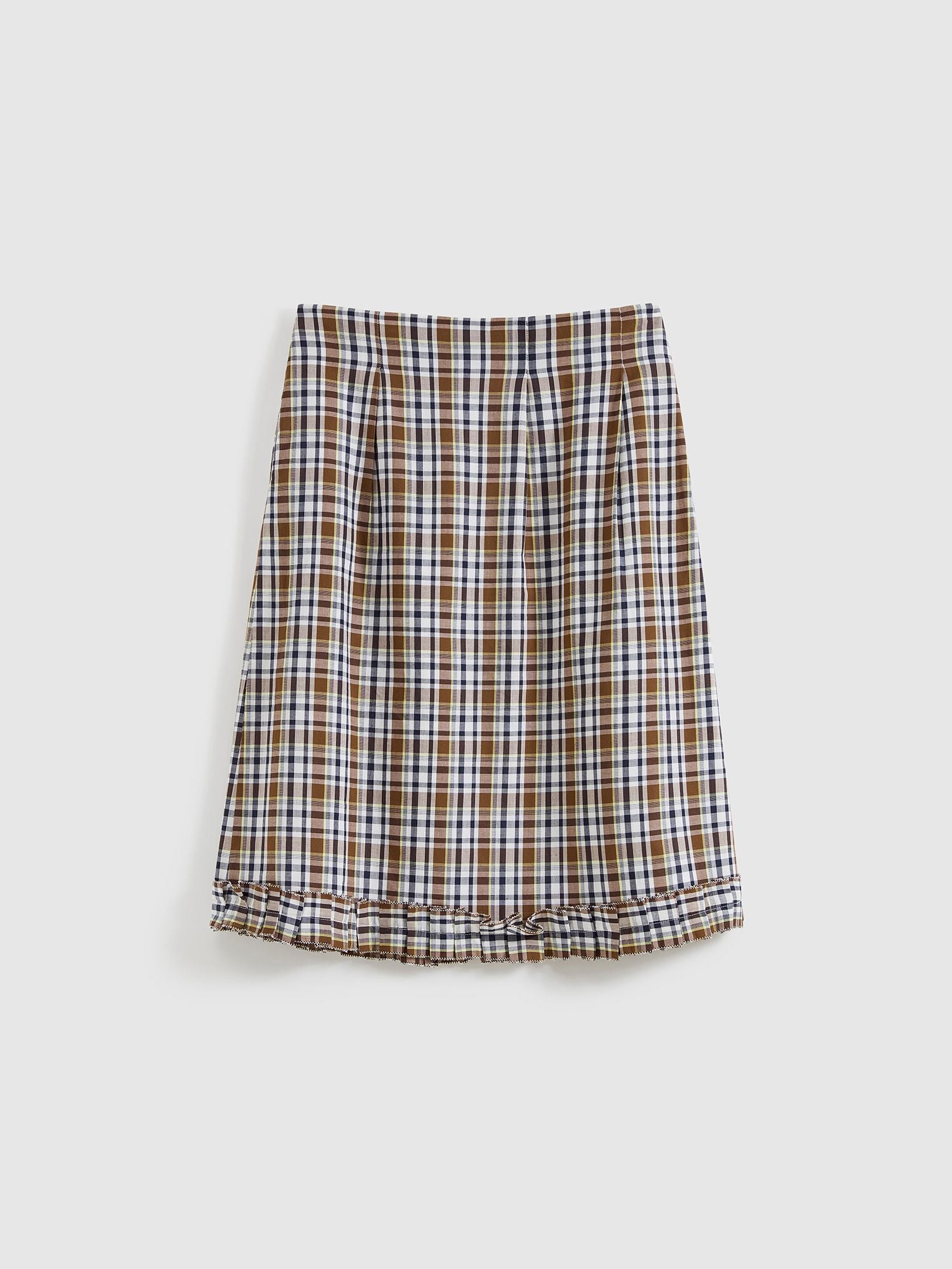 Ruffled Hem Plaid Skirt - 9