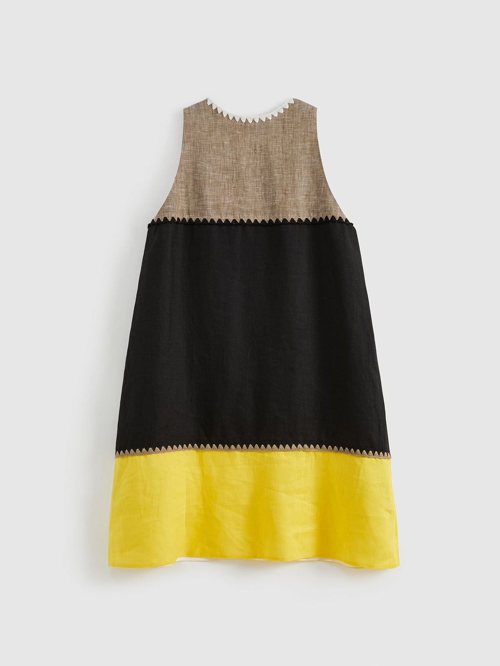 Colorblock Linen A-line Sleeveless Dress - 8