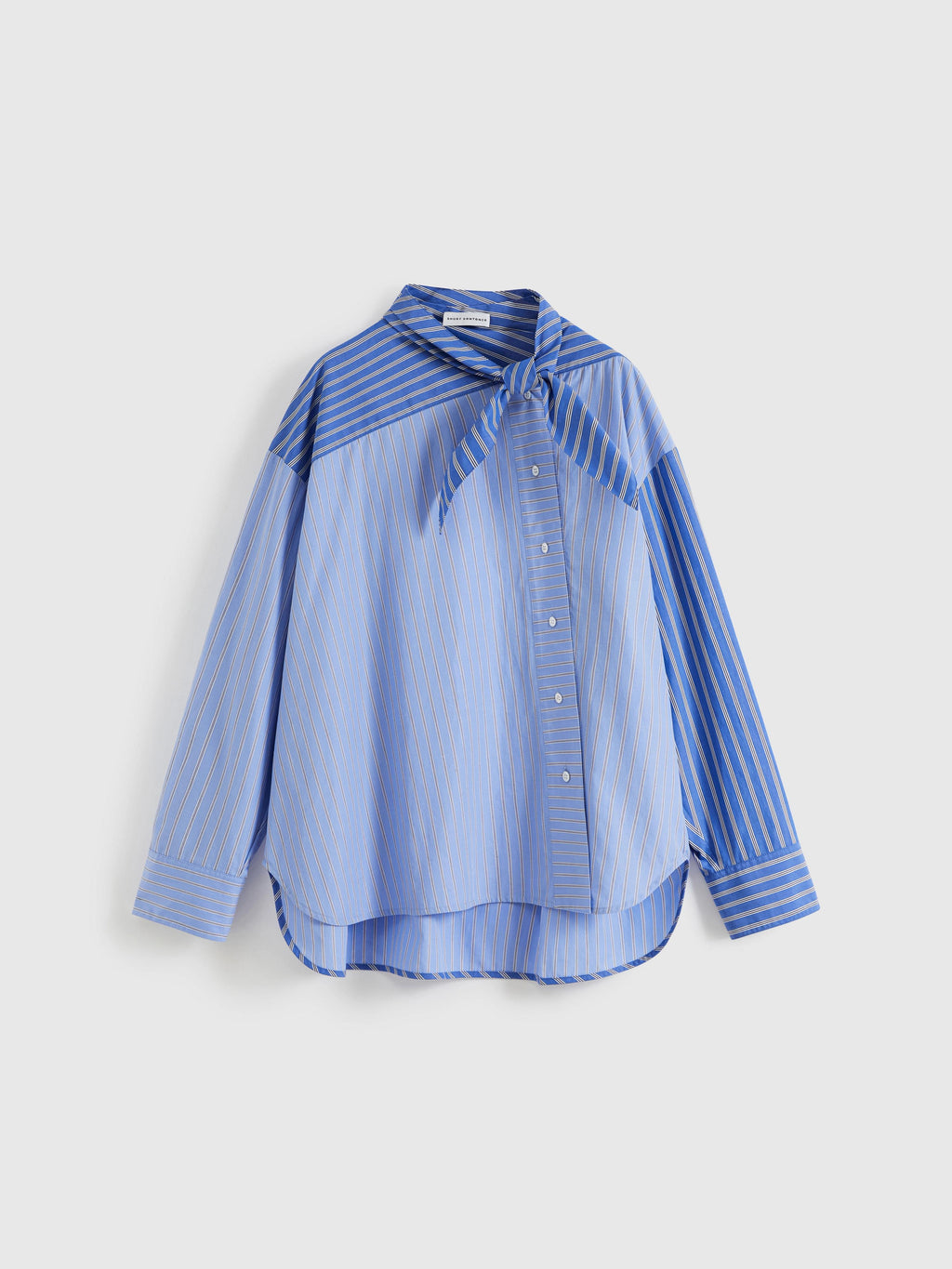 Tie‑Neck Colorblock Shirt - 8