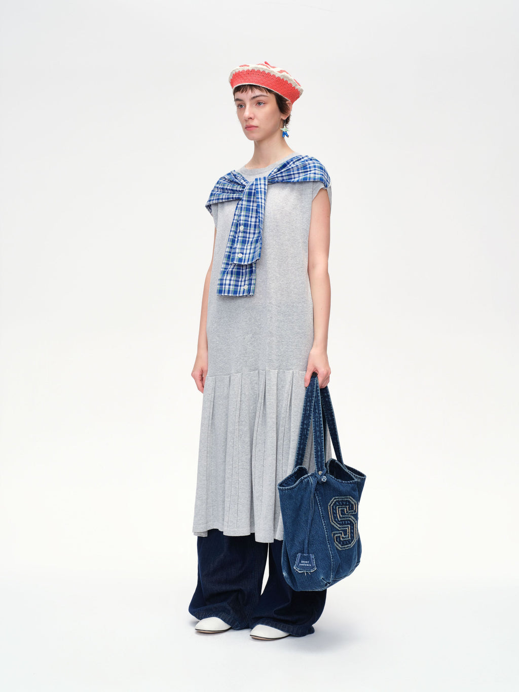 Shawl Collar Sleeveless Knit Dress - 2