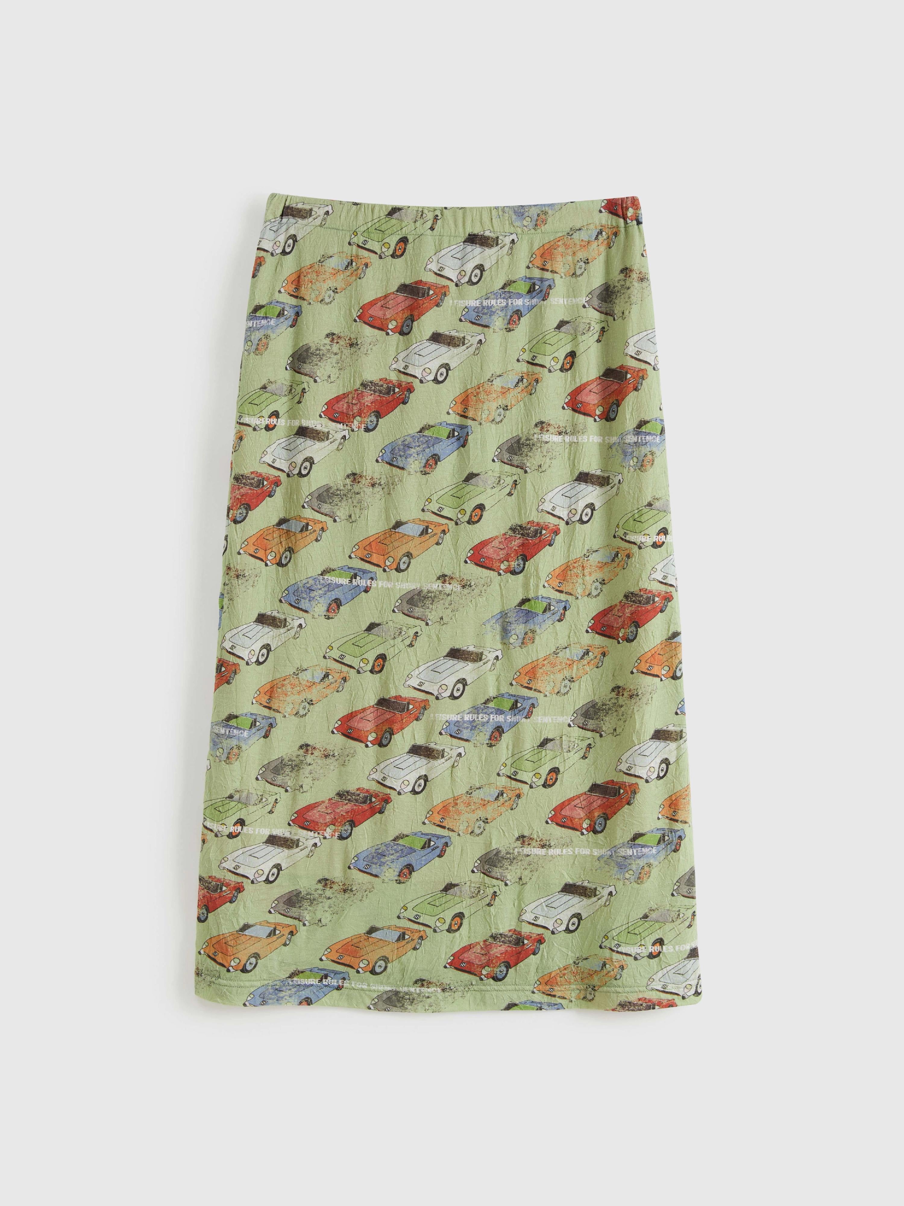 Crinkled Car‑Print Skirt - 9