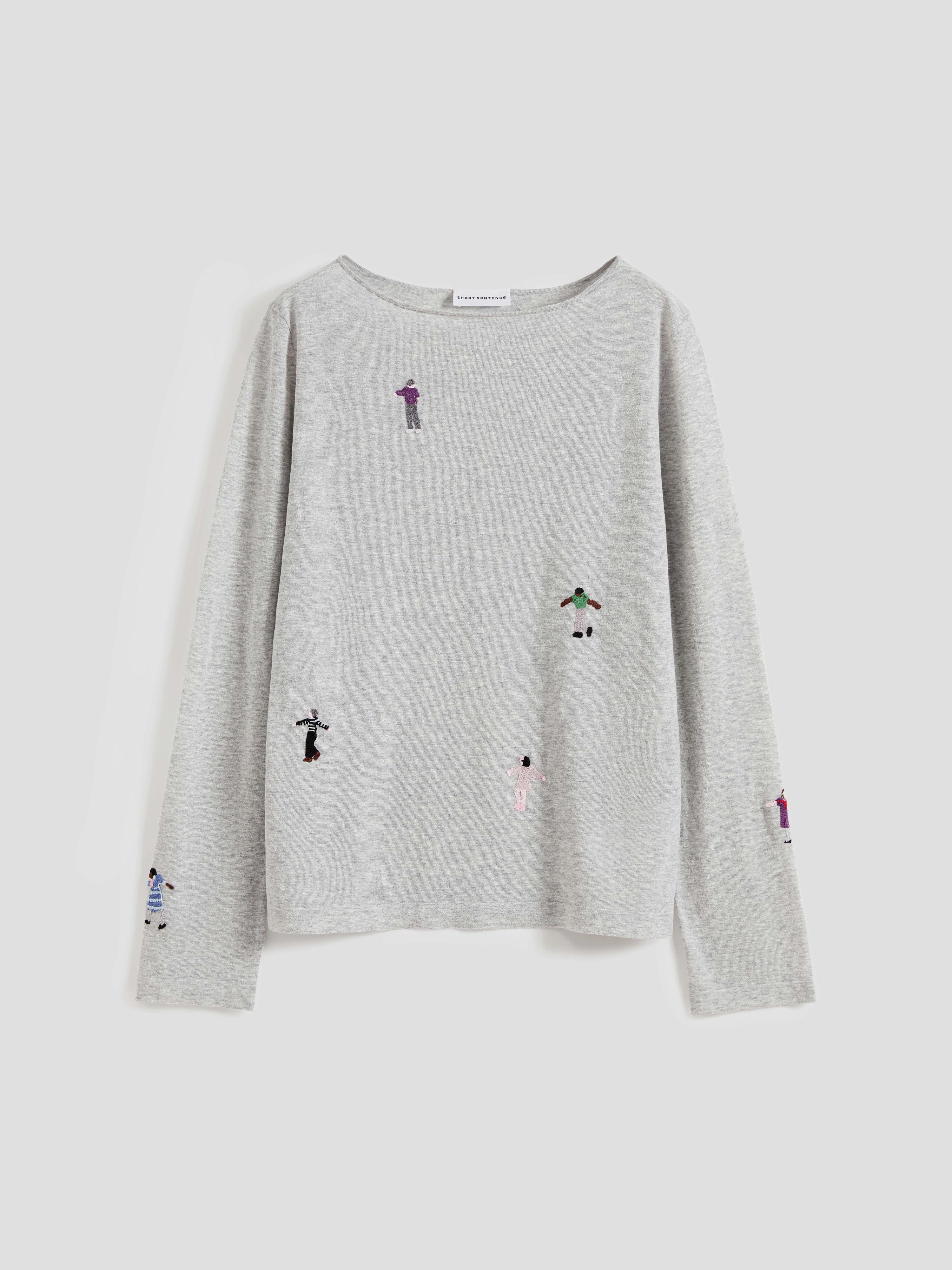 Figure Motif Embroidered Knit Top - 7