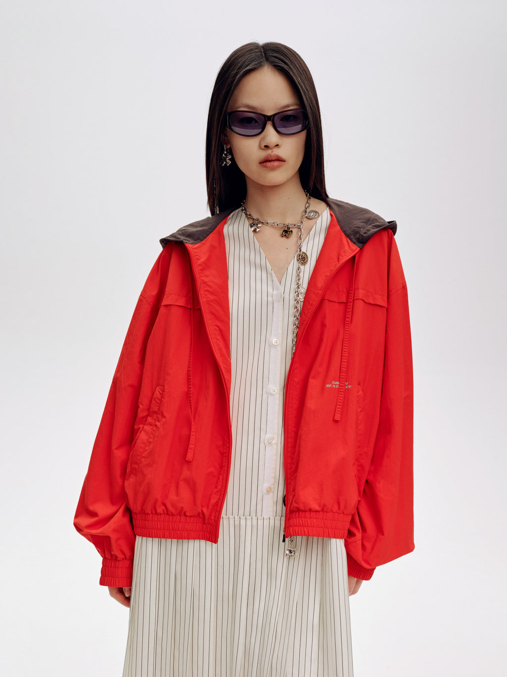 Hooded Colorblock Bomber Jacket - 1