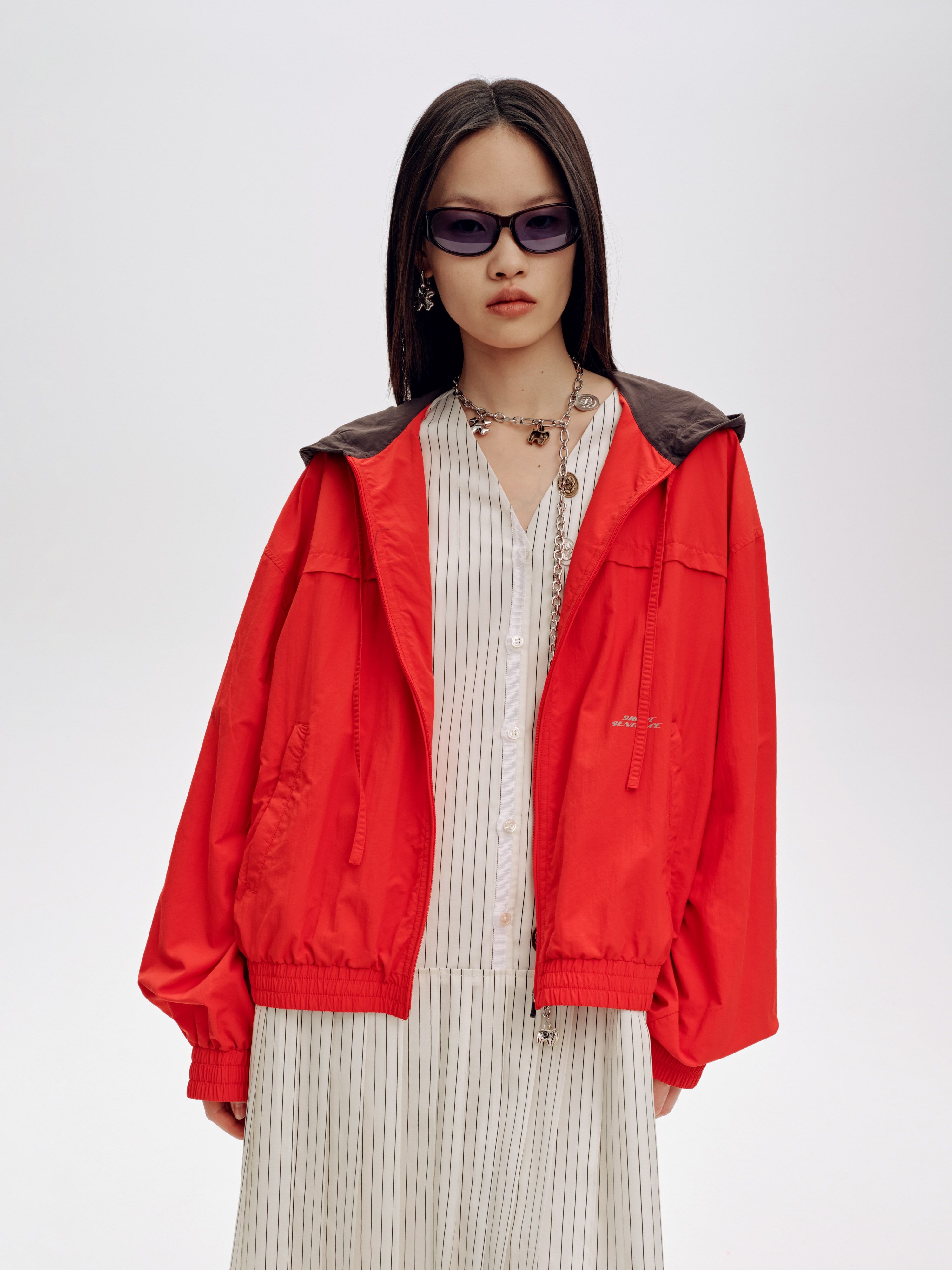 Hooded Colorblock Bomber Jacket - 1