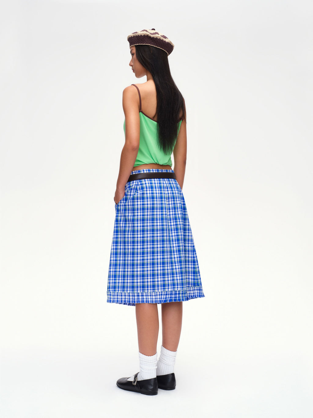 Ruffled Hem Plaid Skirt - 4
