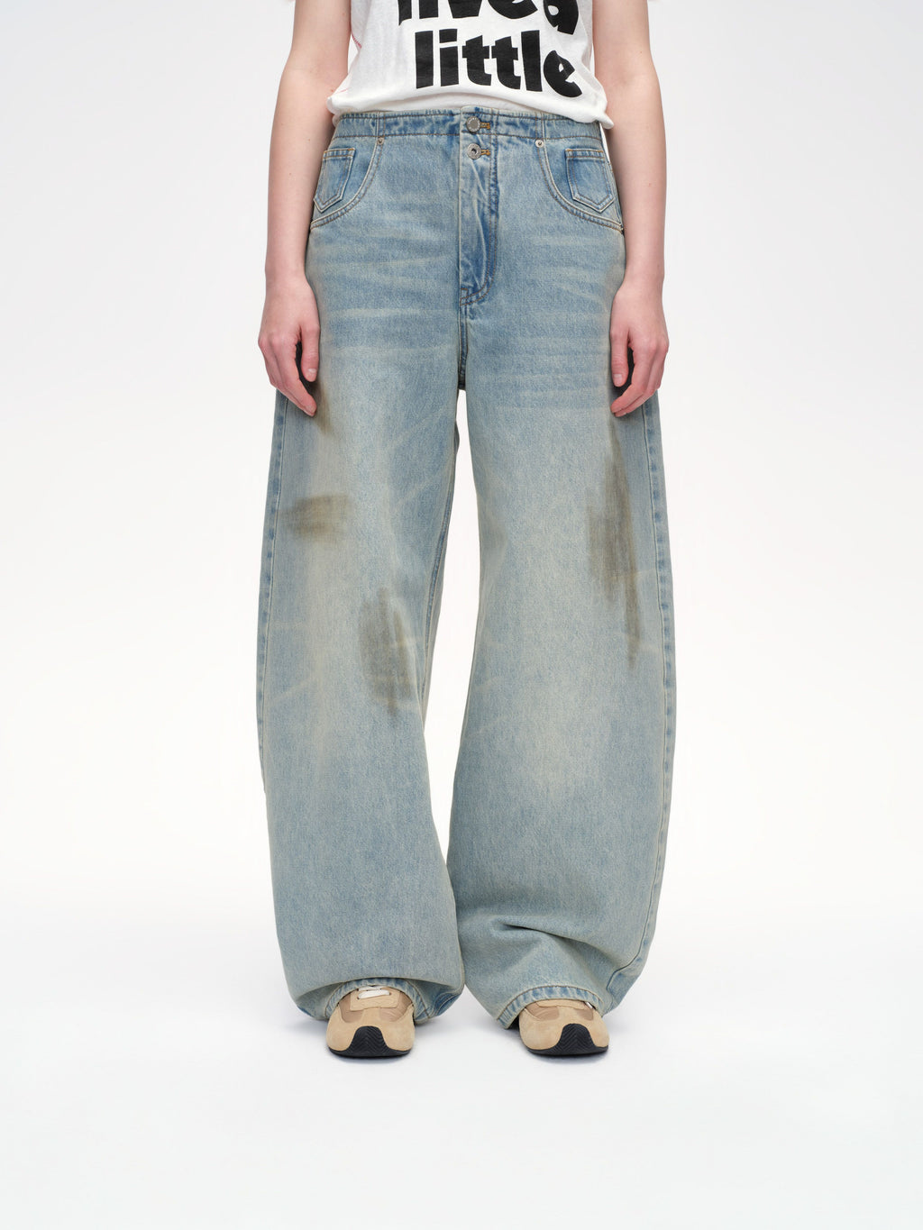 Curved Hem Denim Trousers - 1