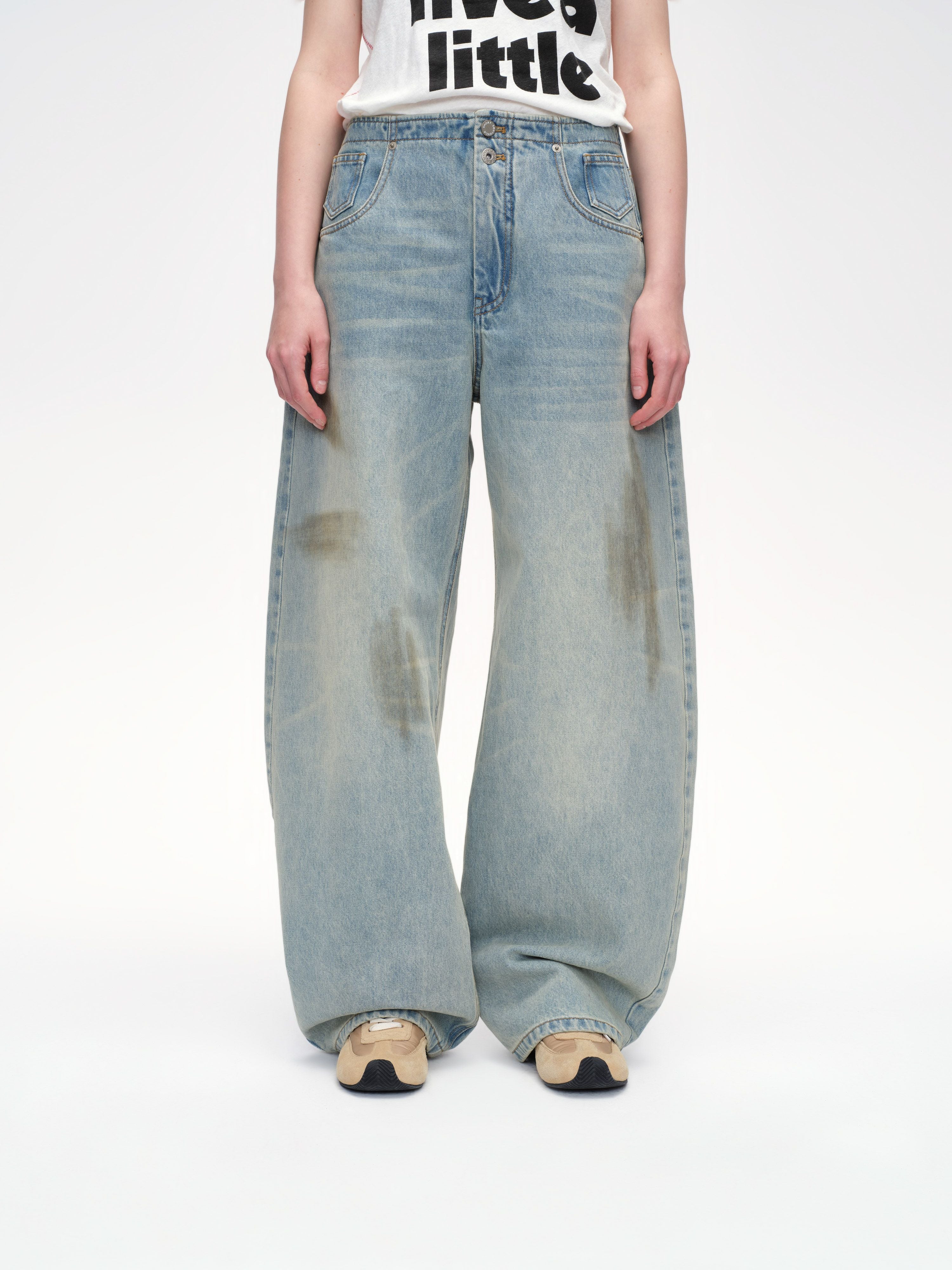 Curved Hem Denim Trousers - 1