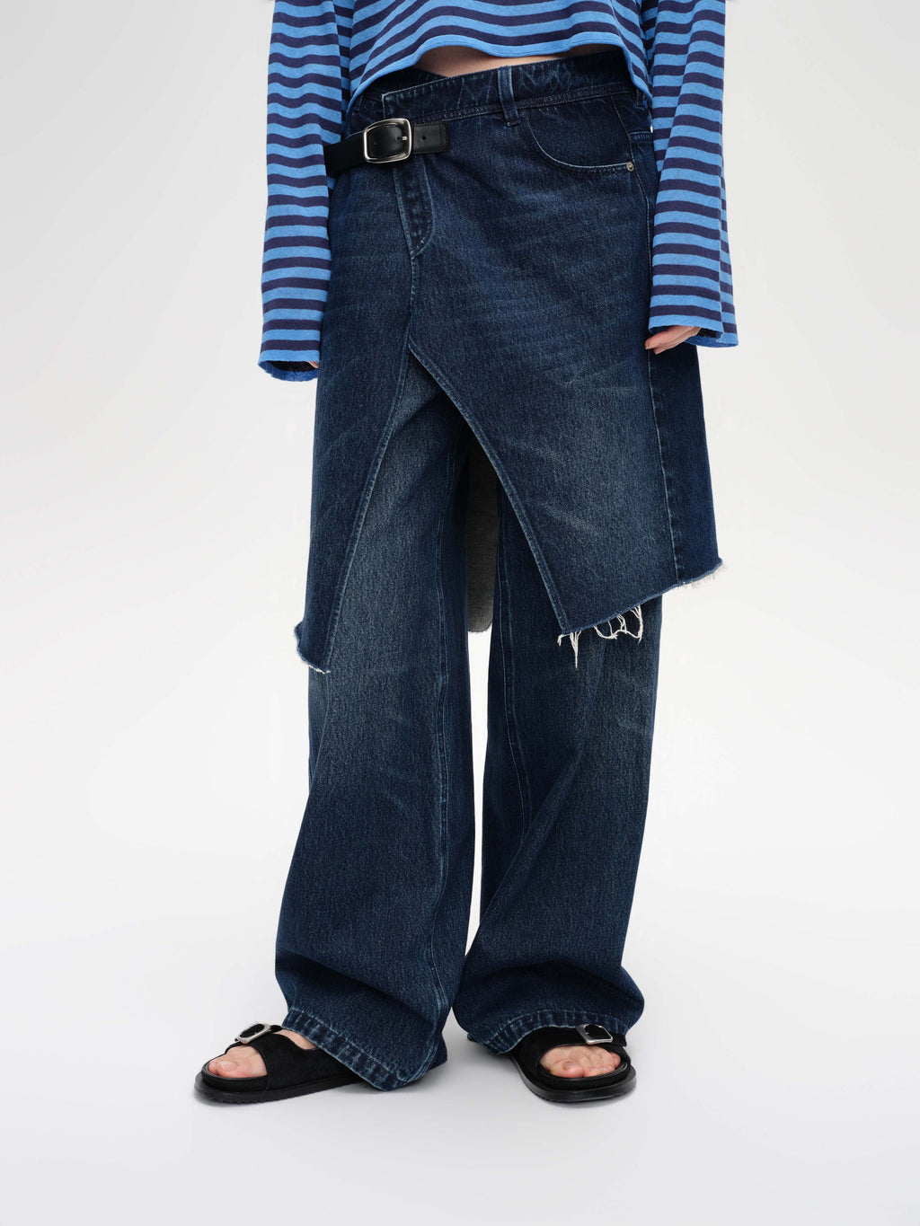 Buckled Denim Culottes - 1