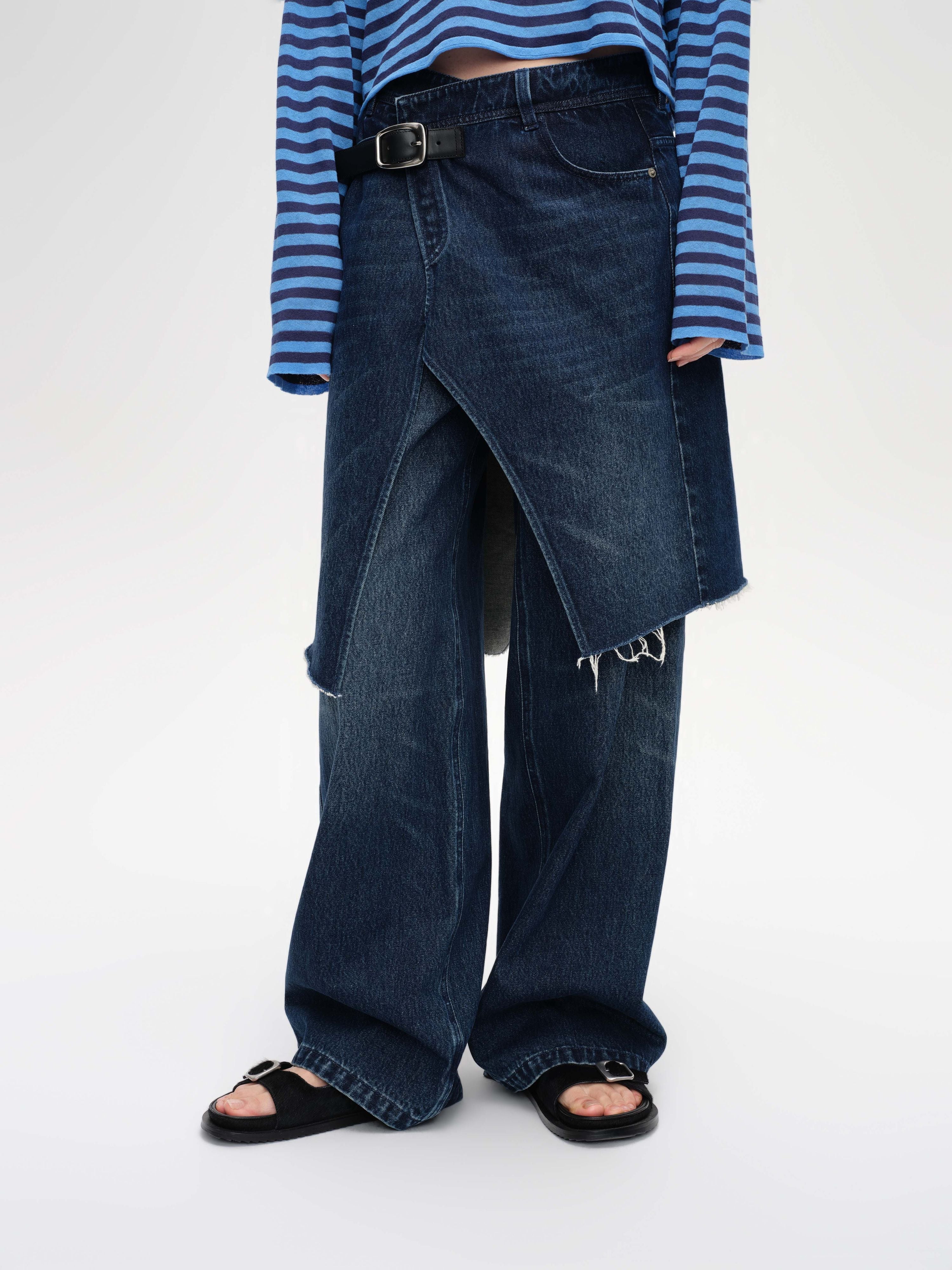 Buckled Denim Culottes - 1