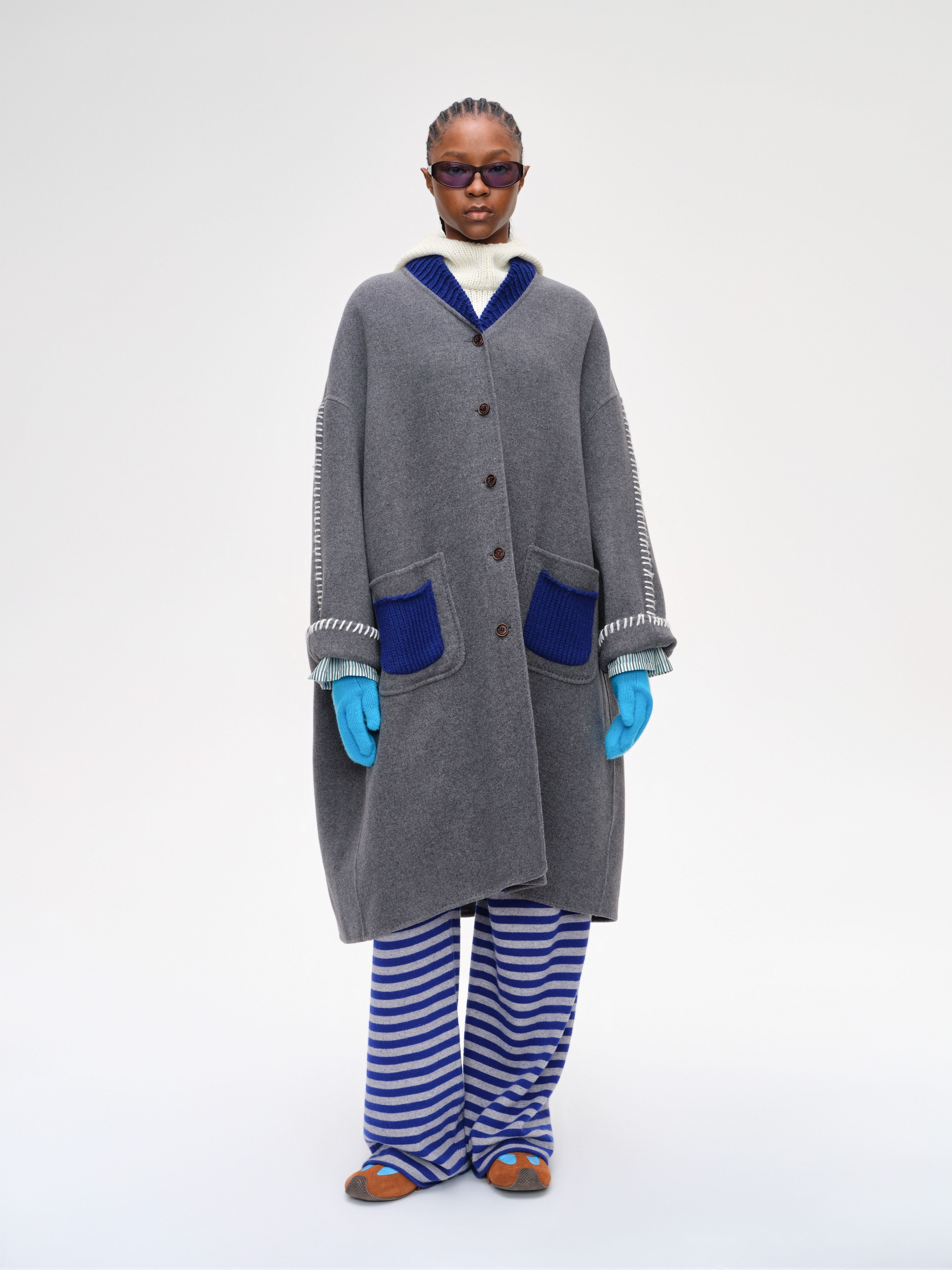 Knitted Lapel Double-Face Coat - 2