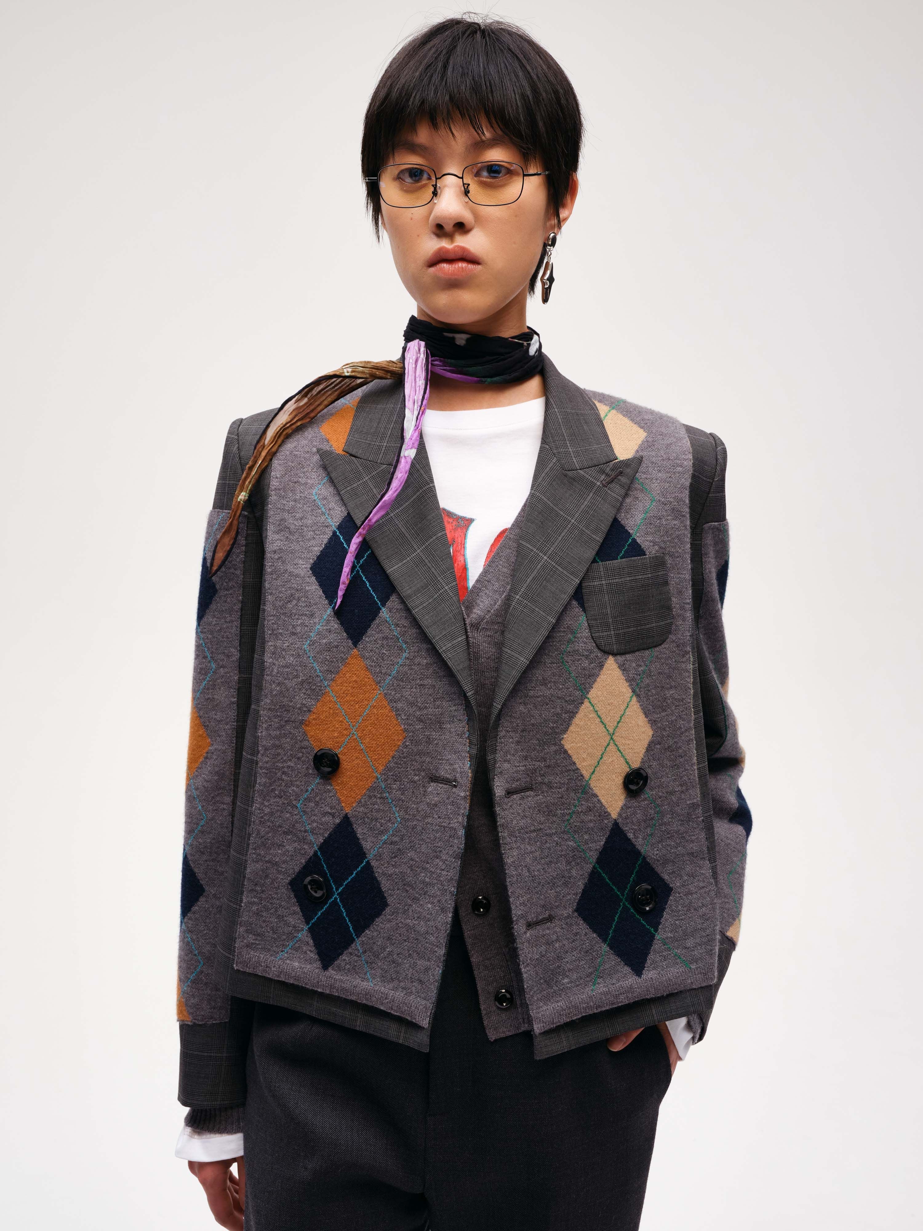 Argyle Swatch Patchwork Blazer - 1
