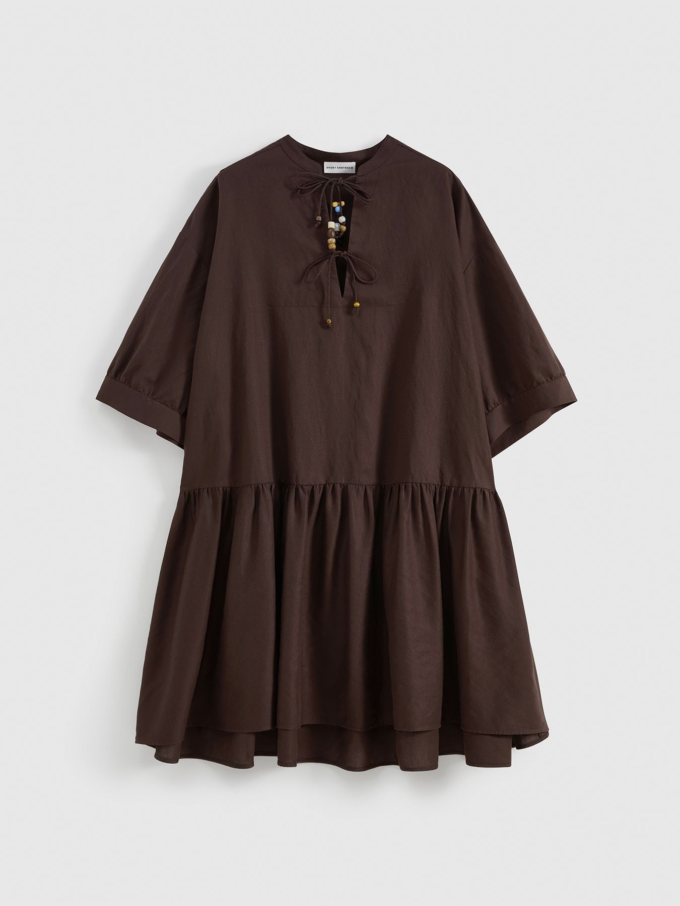 Beaded Lace-Up Loose Dress - 7