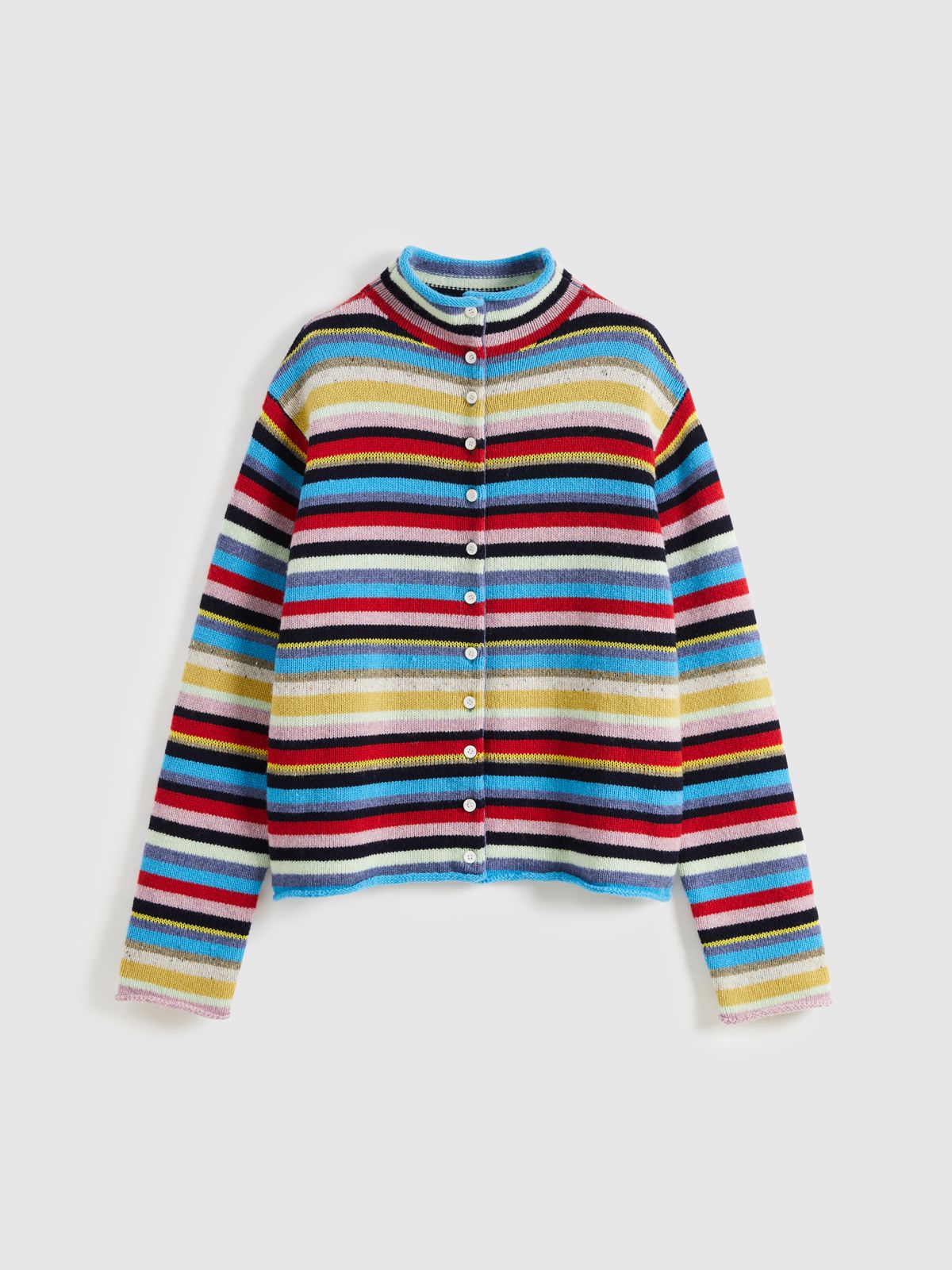 Colorful Striped Multi-Button Cardigan - 6