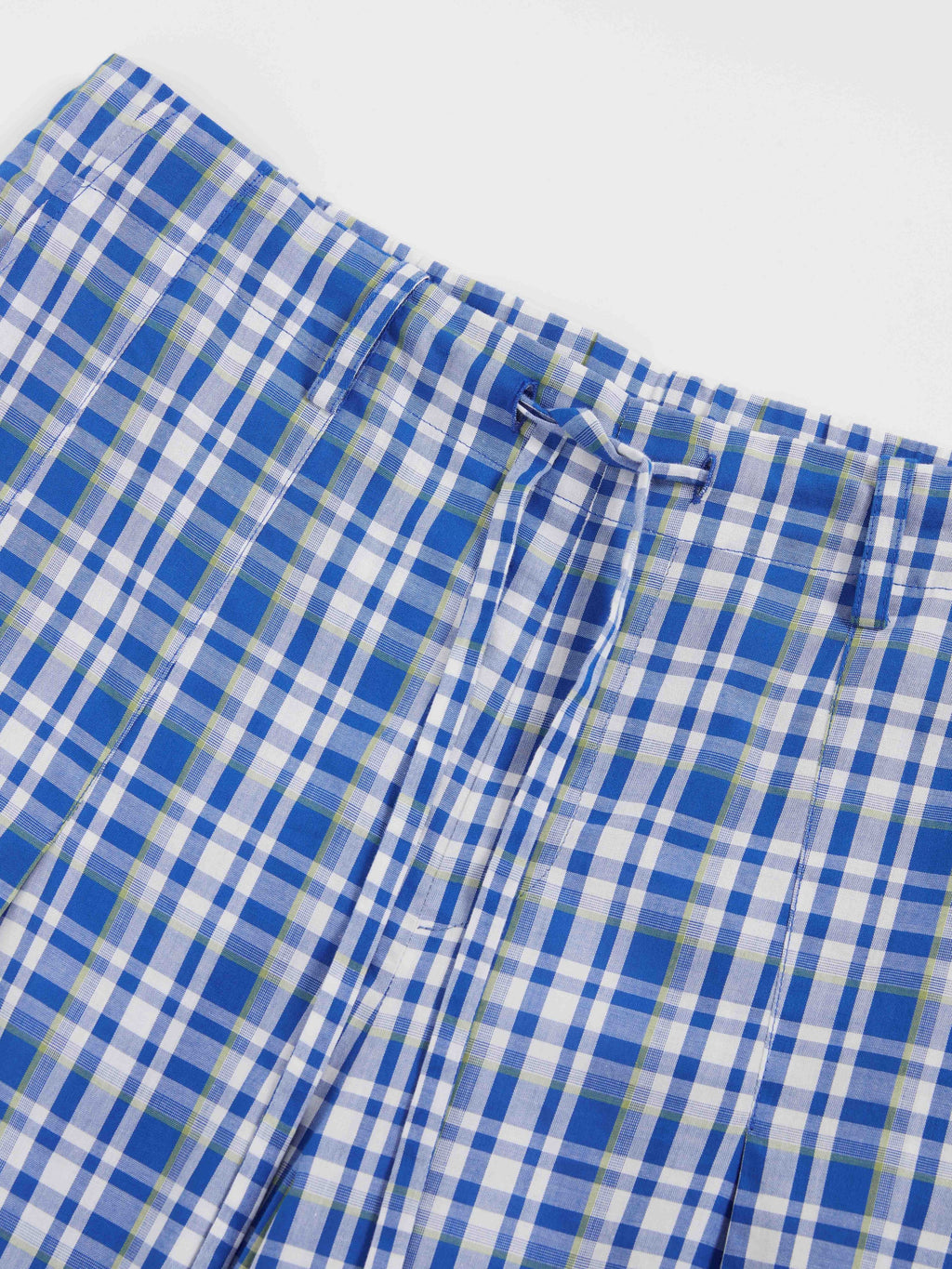 Drawstring Plaid Wide-Leg Trousers - 3
