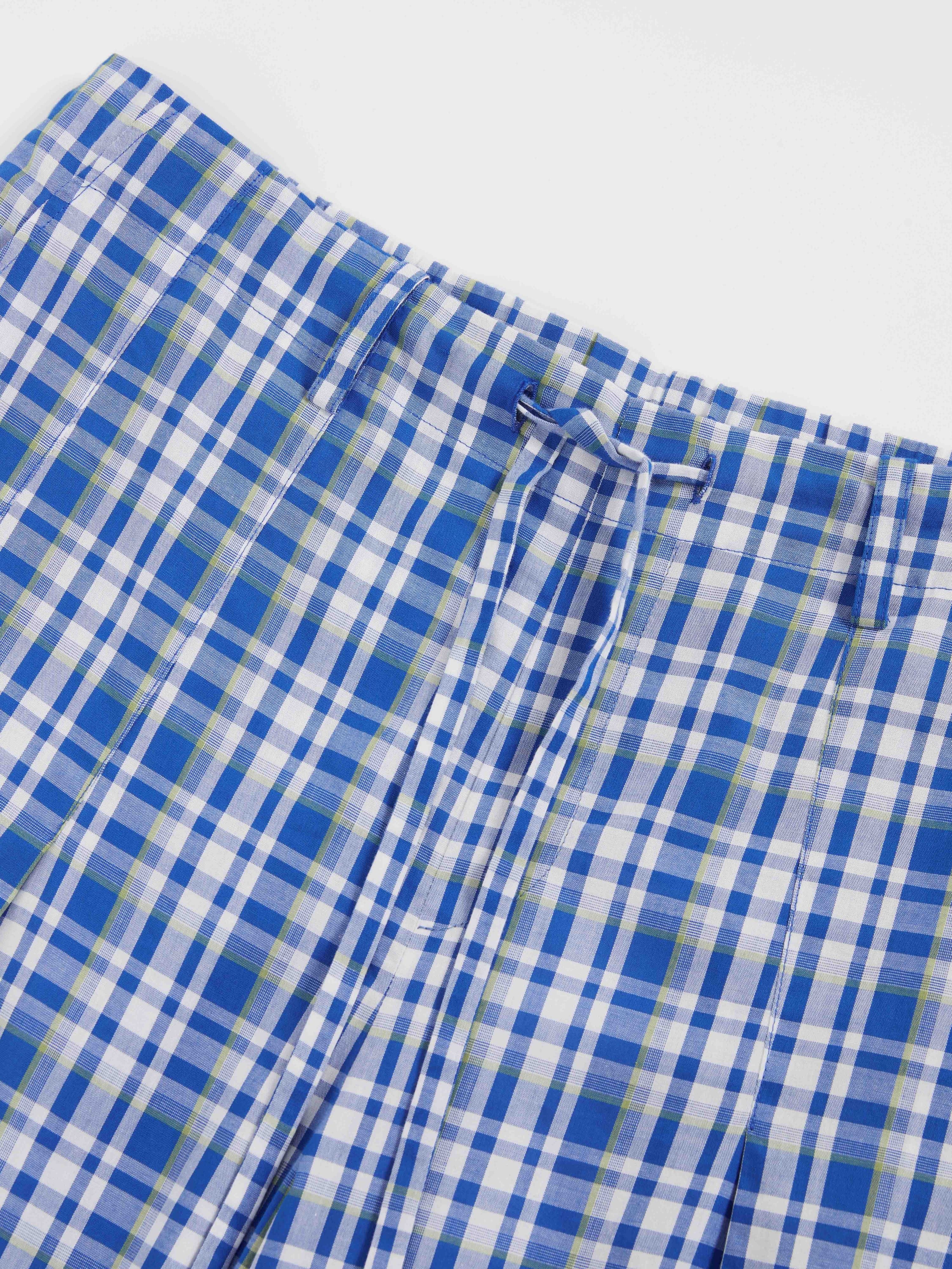 Drawstring Plaid Wide-Leg Trousers - 3