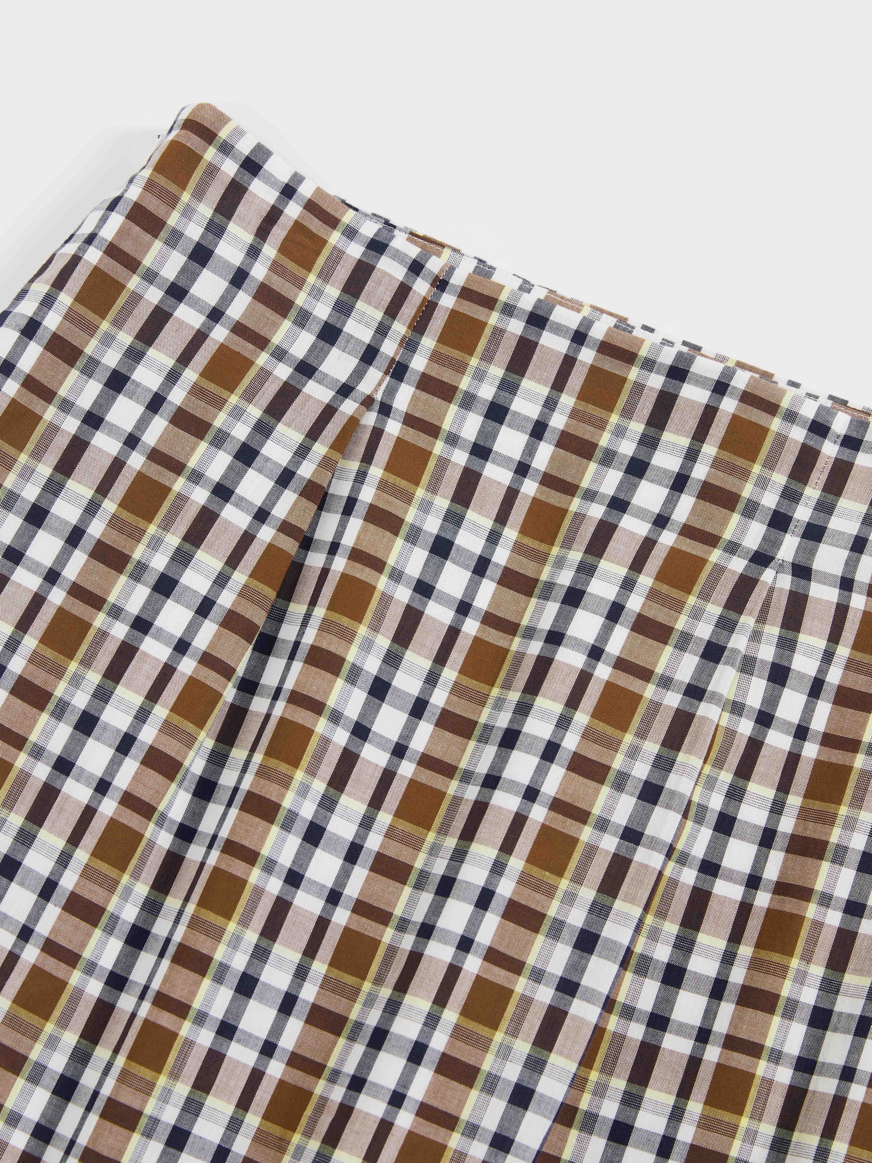Ruffled Hem Plaid Skirt - 6
