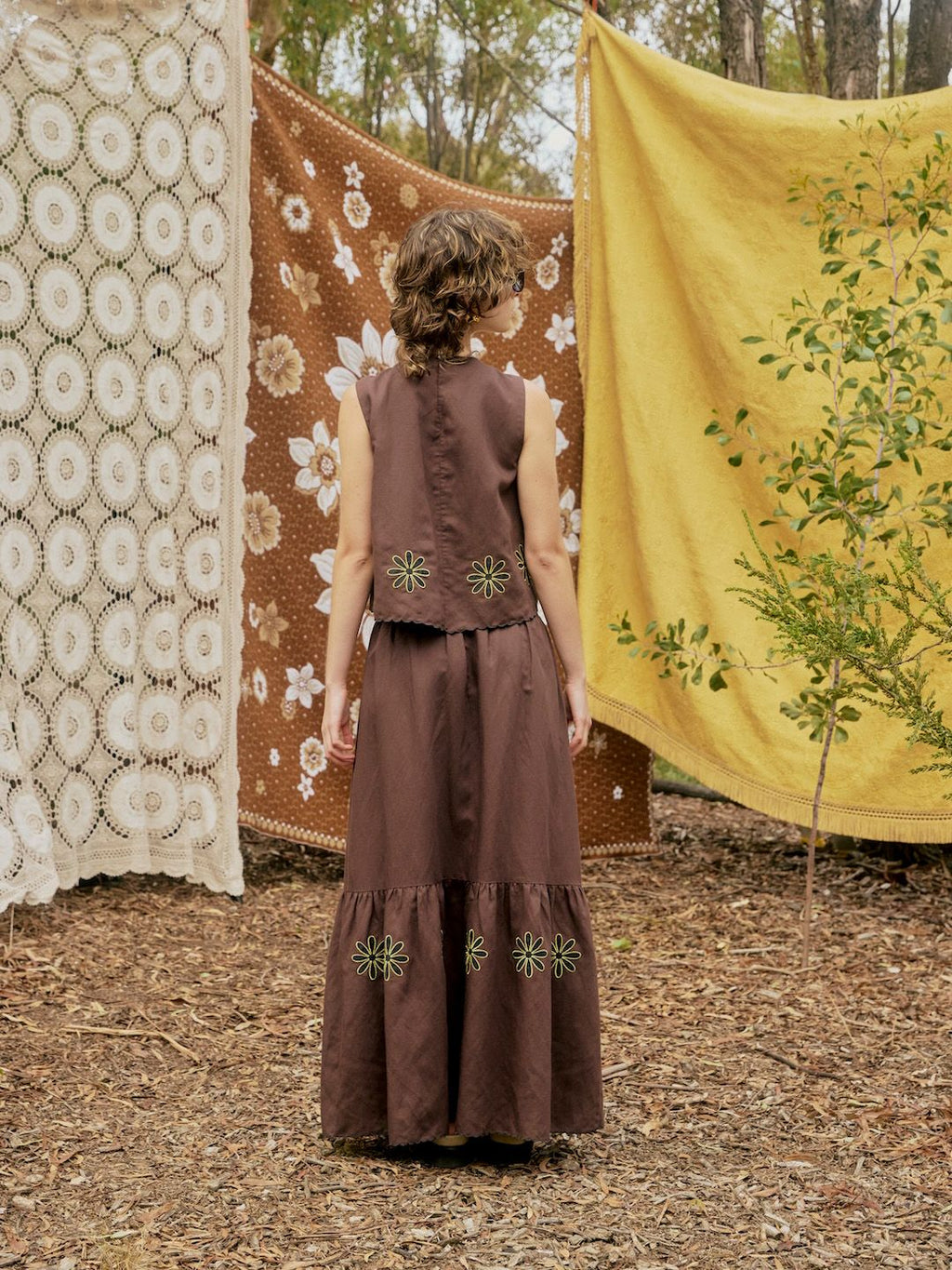 Floral Applique Embroidered Maxi Skirt - 3