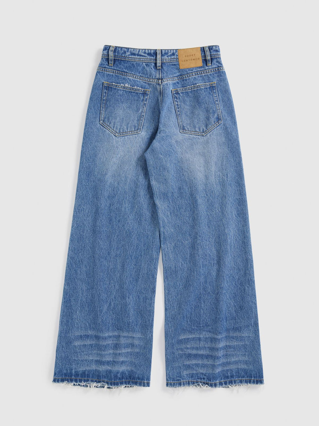 Diagonal Seam High-Waist Wide-Leg Jeans - 8