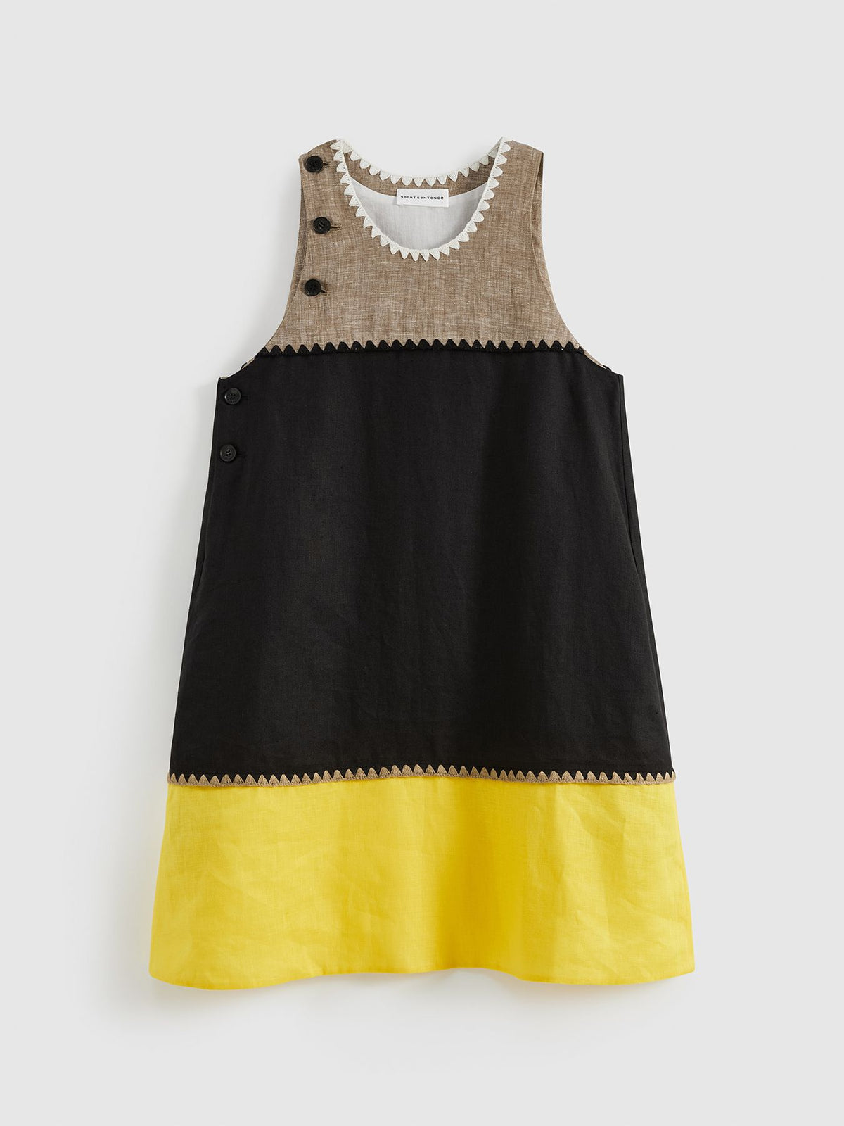 Colorblock Linen A-line Sleeveless Dress - 7