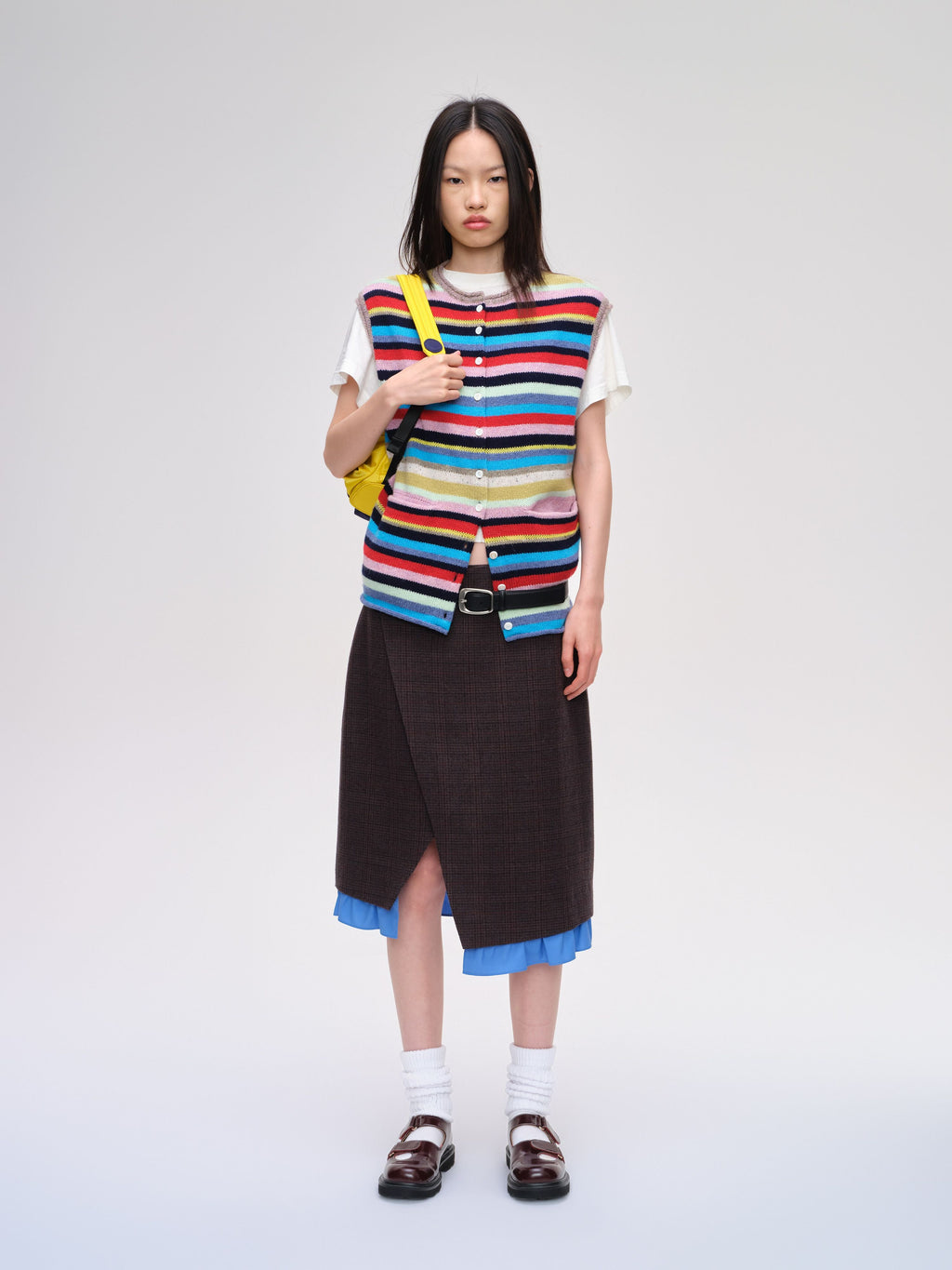Striped Multi-Button Knit Vest - 2