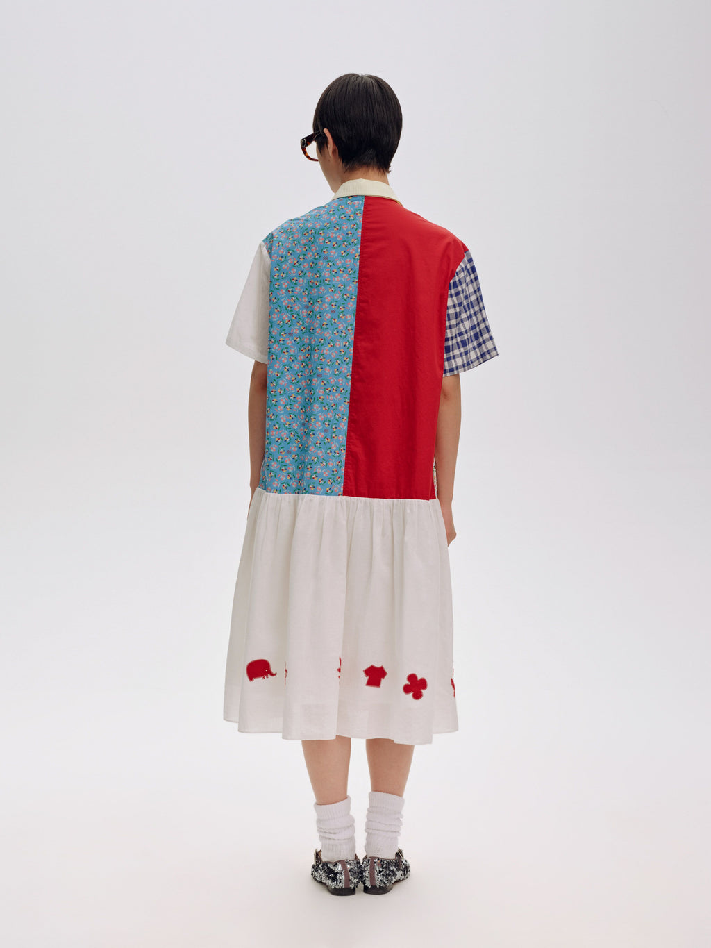 Multicolor Patchwork Shirt Dress - 3
